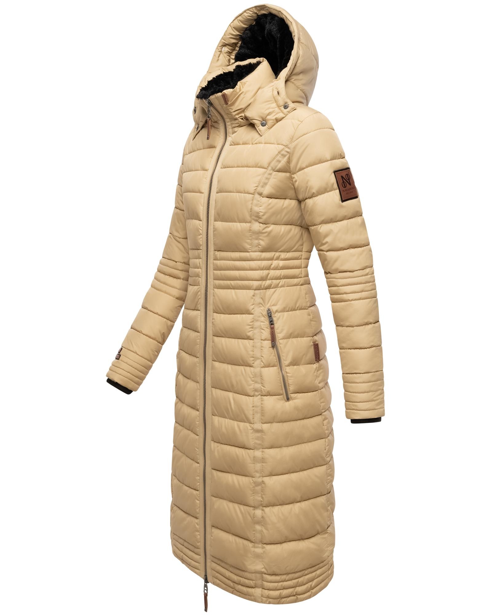 Navahoo Wintermantel »Umay«, langer Damen Winter Steppmantel mit Kunstfellkapuze