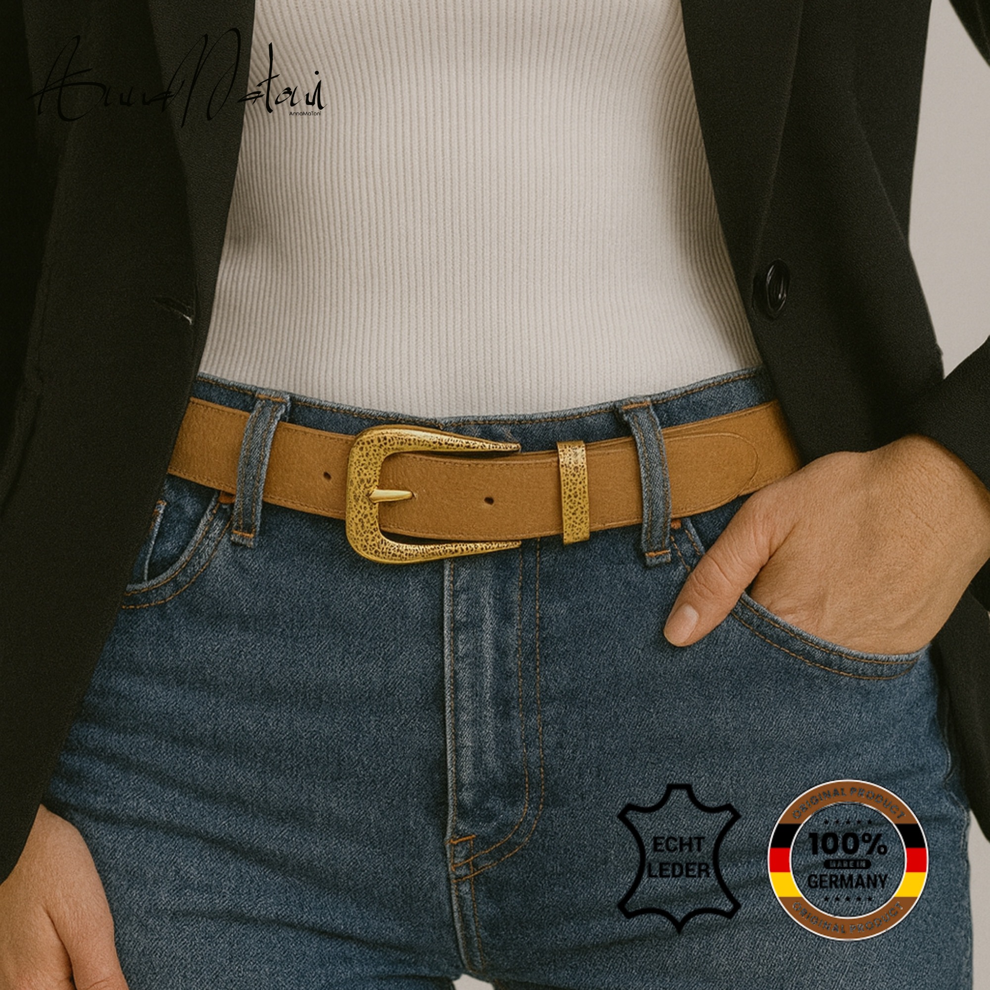 AnnaMatoni Ledergürtel »AnnaMatoni Damen Ledergürtel in hochwertigem Veganem Nappa 2cm«