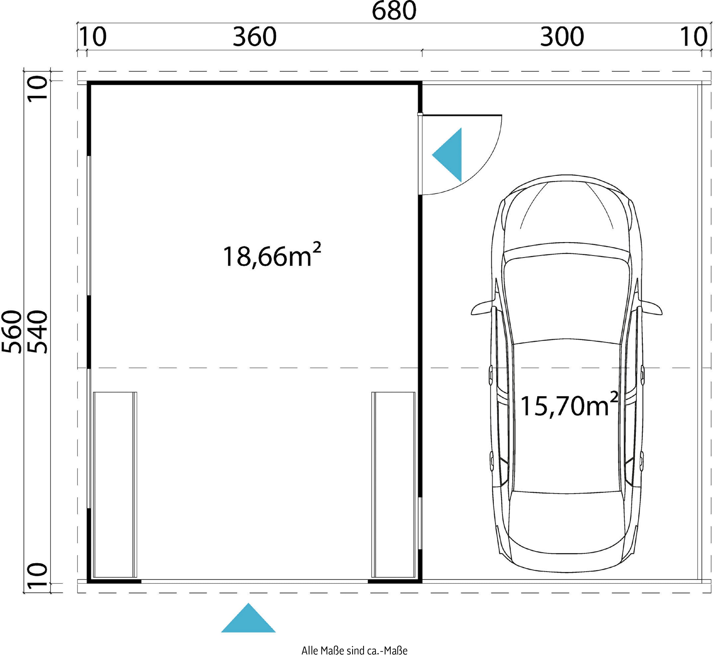 LASITA MAJA Garage »Bahamas«, (Set, Mit zusätzliche Eingang), Garage + Sektionaltor