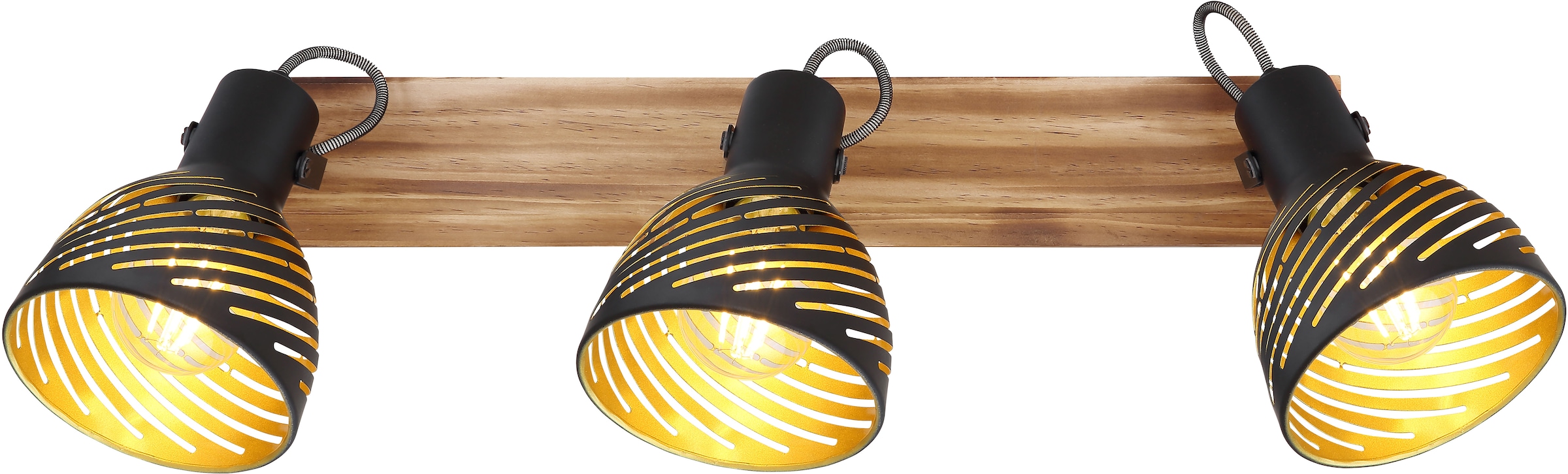 GLOBO LIGHTING Deckenstrahler »LENNA«, Leuchtmittel E27 | ohne Leuchtmittel, Deckenspot/Holz/goldfarben/Dekorschlitze/Flur