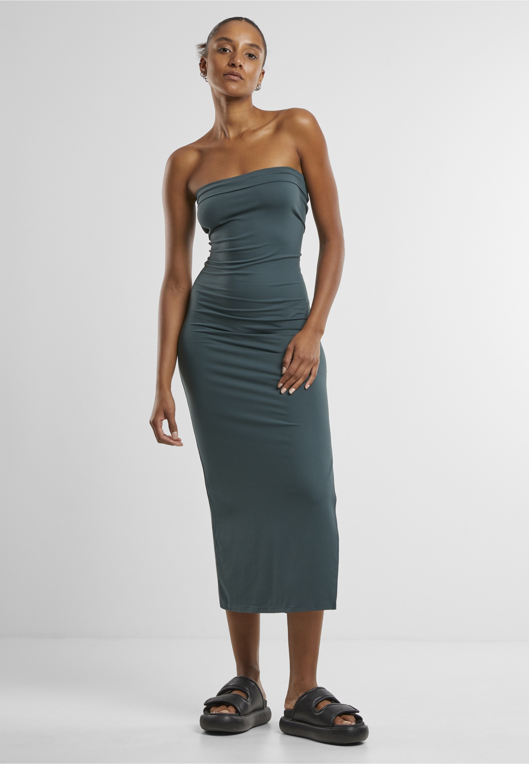 URBAN CLASSICS Shirtkleid »Urban Classics Ladies Bandeau Midi Dress« 1 Stk. tlg.