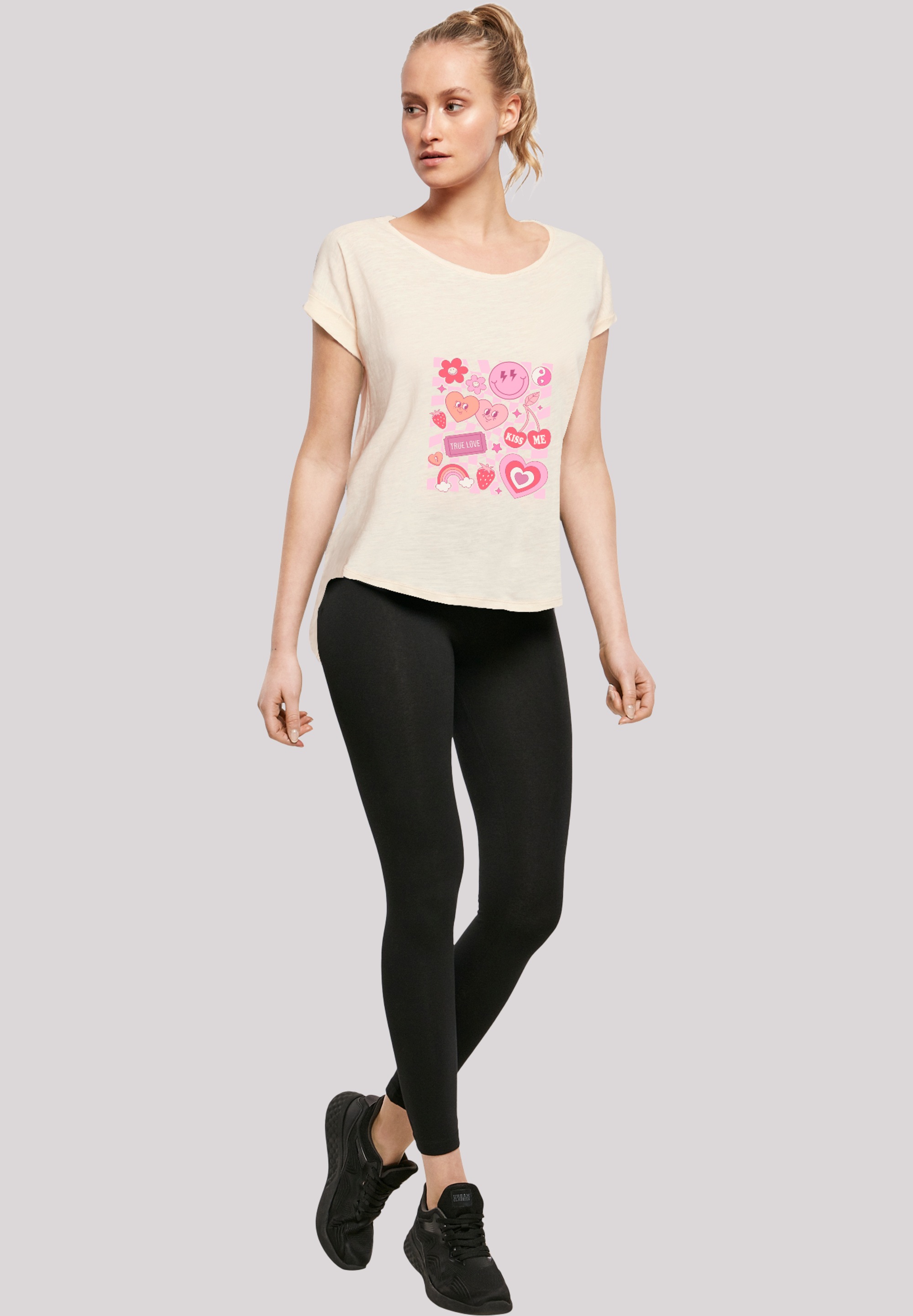 F4NT4STIC T-Shirt »Retro Valentinstag Herz Rainbow Fruits«, Premium Qualität