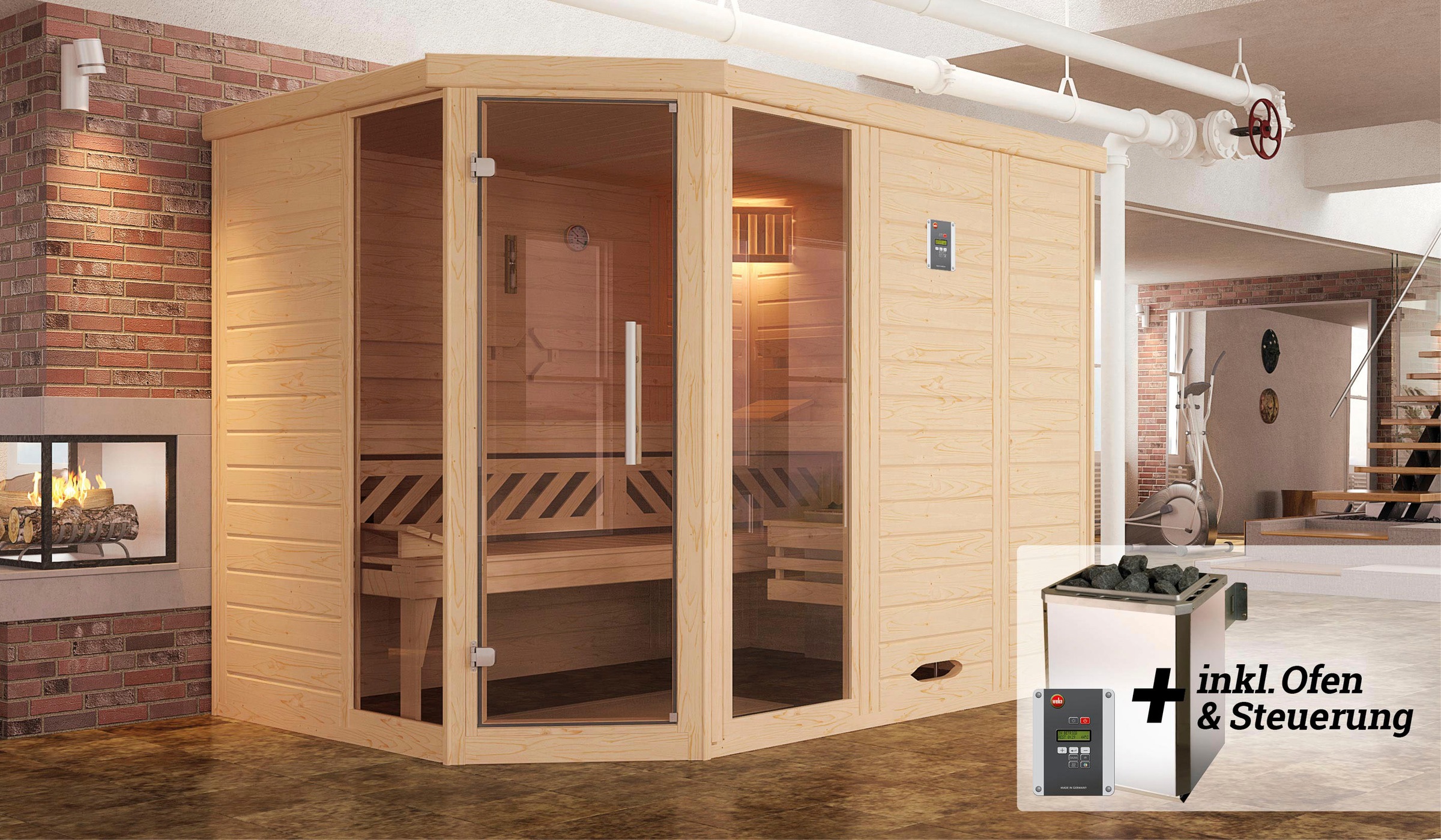 weka Sauna »Kemi«, 7,5 kW-Ofen mit digitaler Steuerung