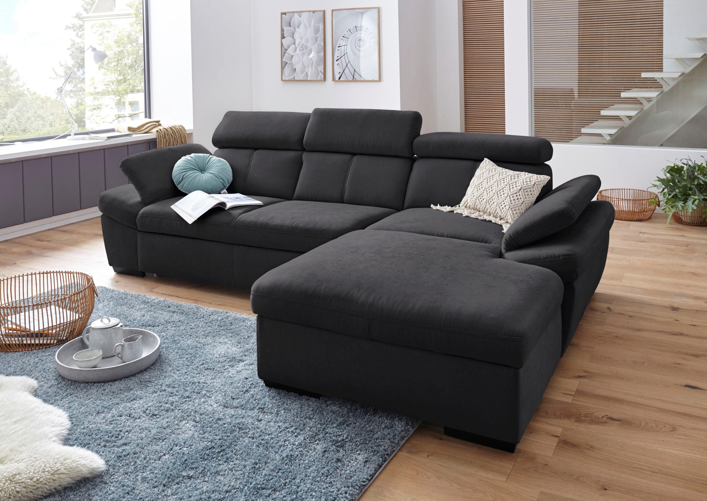 exxpo - sofa fashion Ecksofa "Salerno, inkl. Arm-& Kopfteilverstellung, beq günstig online kaufen
