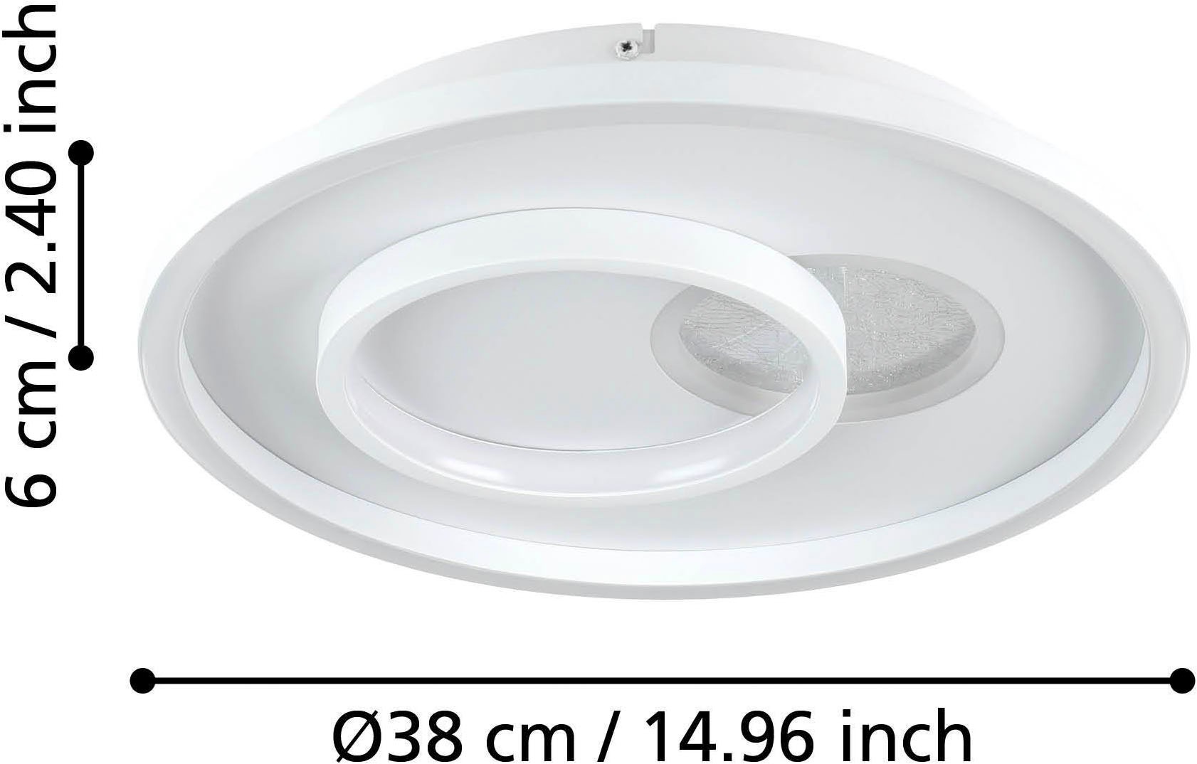 EGLO Deckenleuchte »Tiriolo Deckenlampe, Wohnzimmerlampe, Metall, Kunststoff, Flurlampe« LED-Modul 1 Stk. Neutralweiß Wand-/Deckenleuchte - H6 x Ø38 cm - weiß, silber - 14W;8,5W inkl.