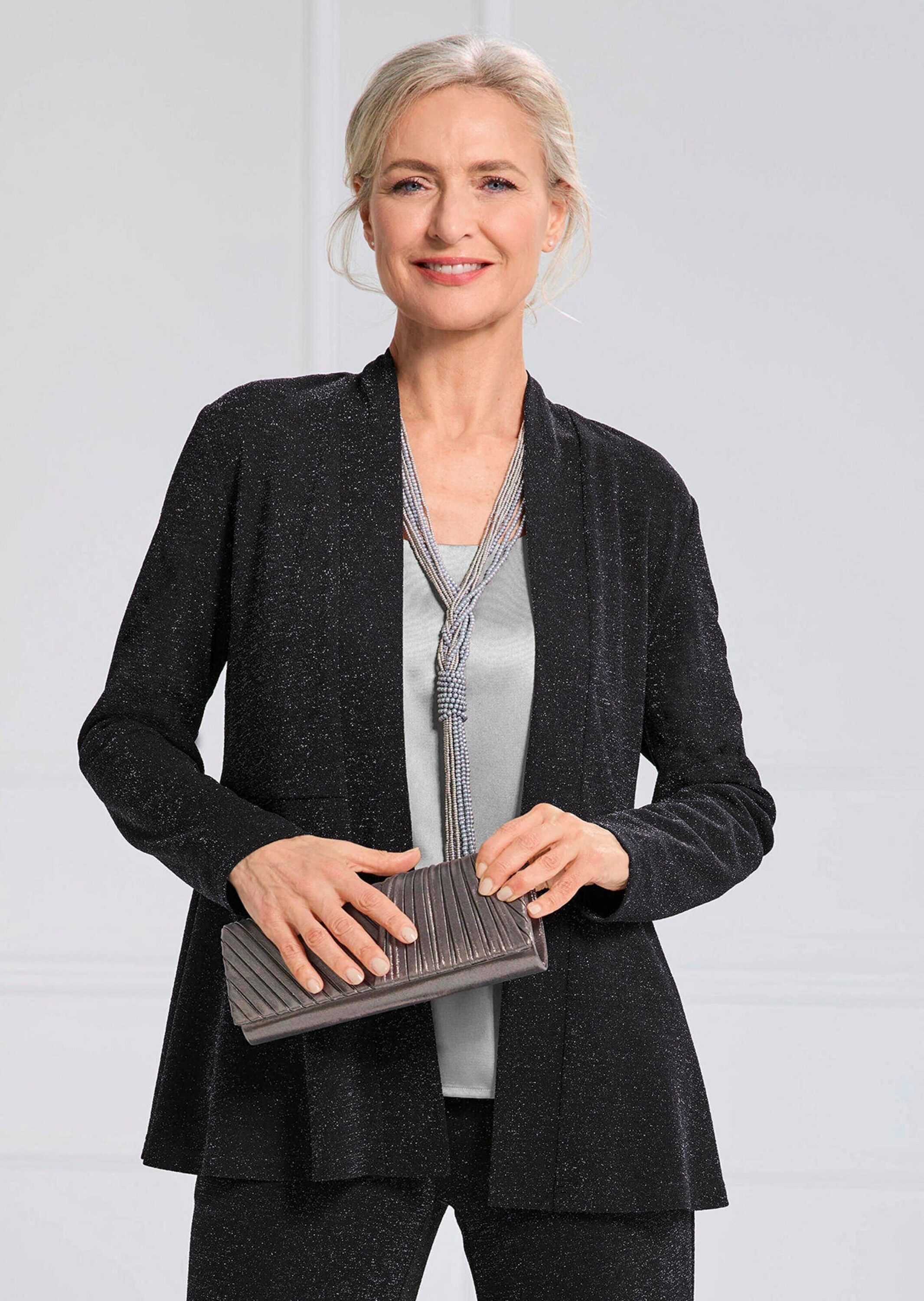 GOLDNER Jackenblazer »Kurzgröße Elegante Jerseyjacke mit Lurex«