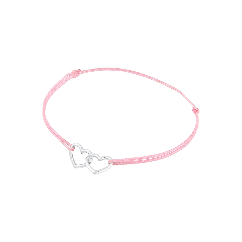 Elli Armband »Kind Herz Nylon Bändchen Rosa Verspielt 925 Silber«