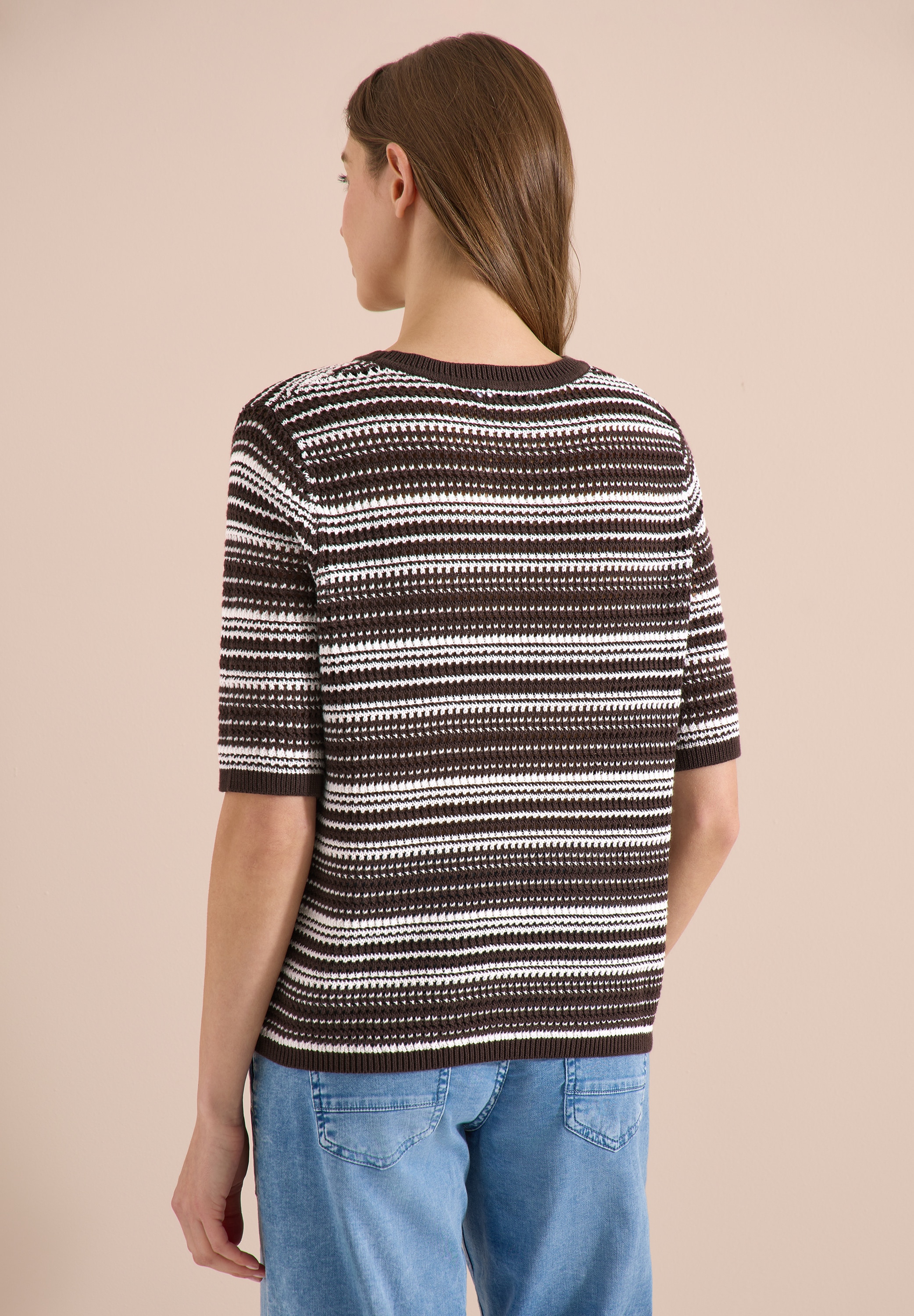 Cecil Strickpullover mit Rundhals und Streifen