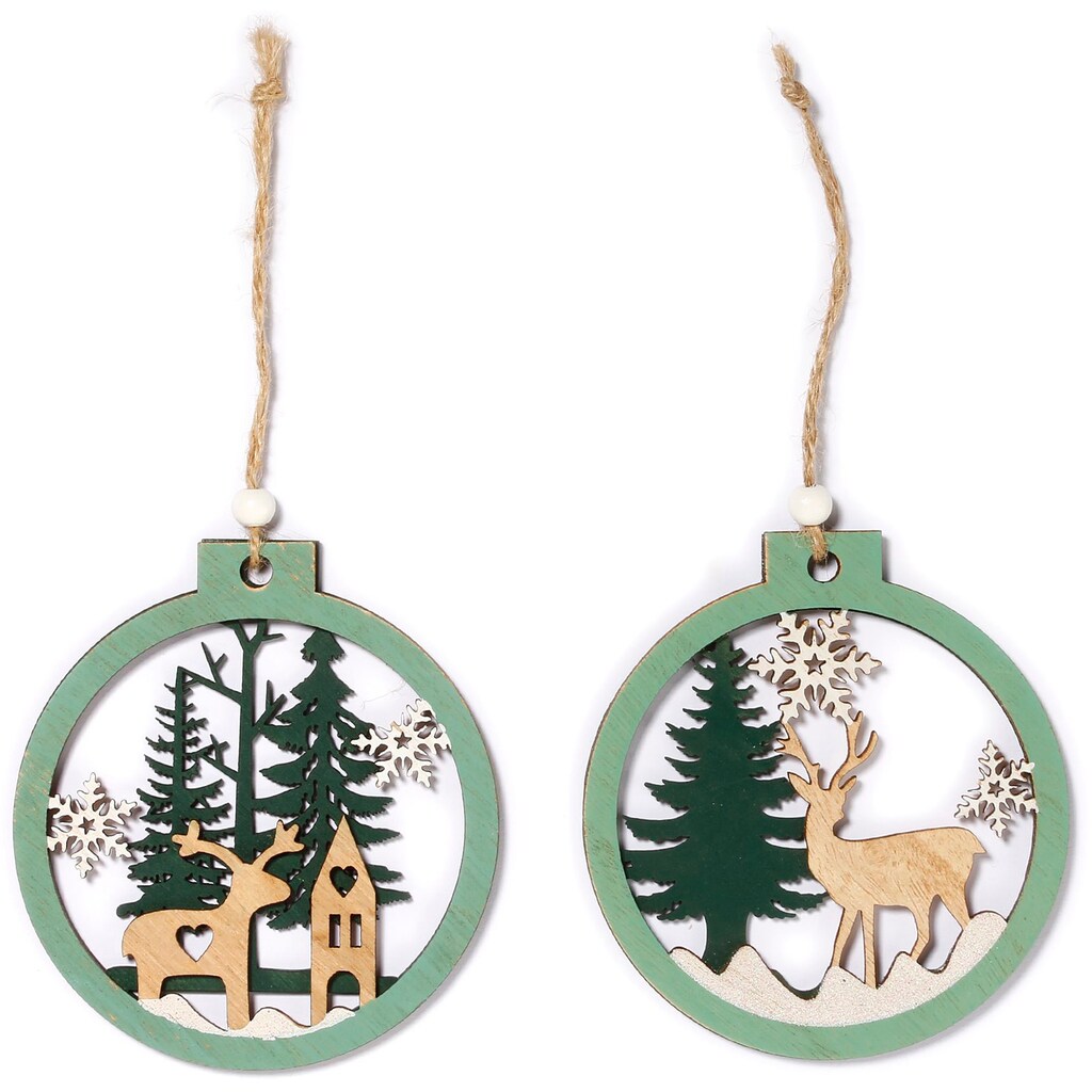 CHRISTMAS GOODS by Inge Baumbehang »Hirsch im Wald, Weihnachtsdeko, Christbaumschmuck«, (Set, 6 St.)