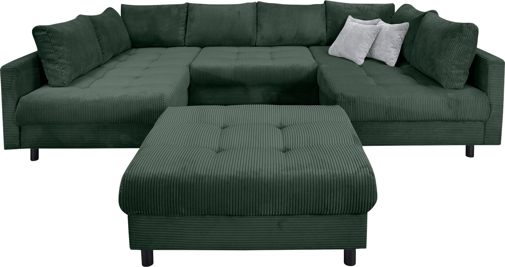 COLLECTION AB Wohnlandschaft "Toni U-Form, B: 298 cm" mit Hocker & 3 Zierki günstig online kaufen