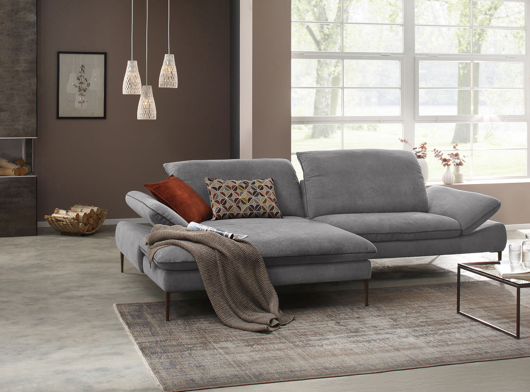 W.SCHILLIG Ecksofa "enjoy&MORE, Designsofa, elegant und bequem, L-Form" Sitztiefenverstellung, Füße bronze pulverbeschichtet, Breite 294 cm