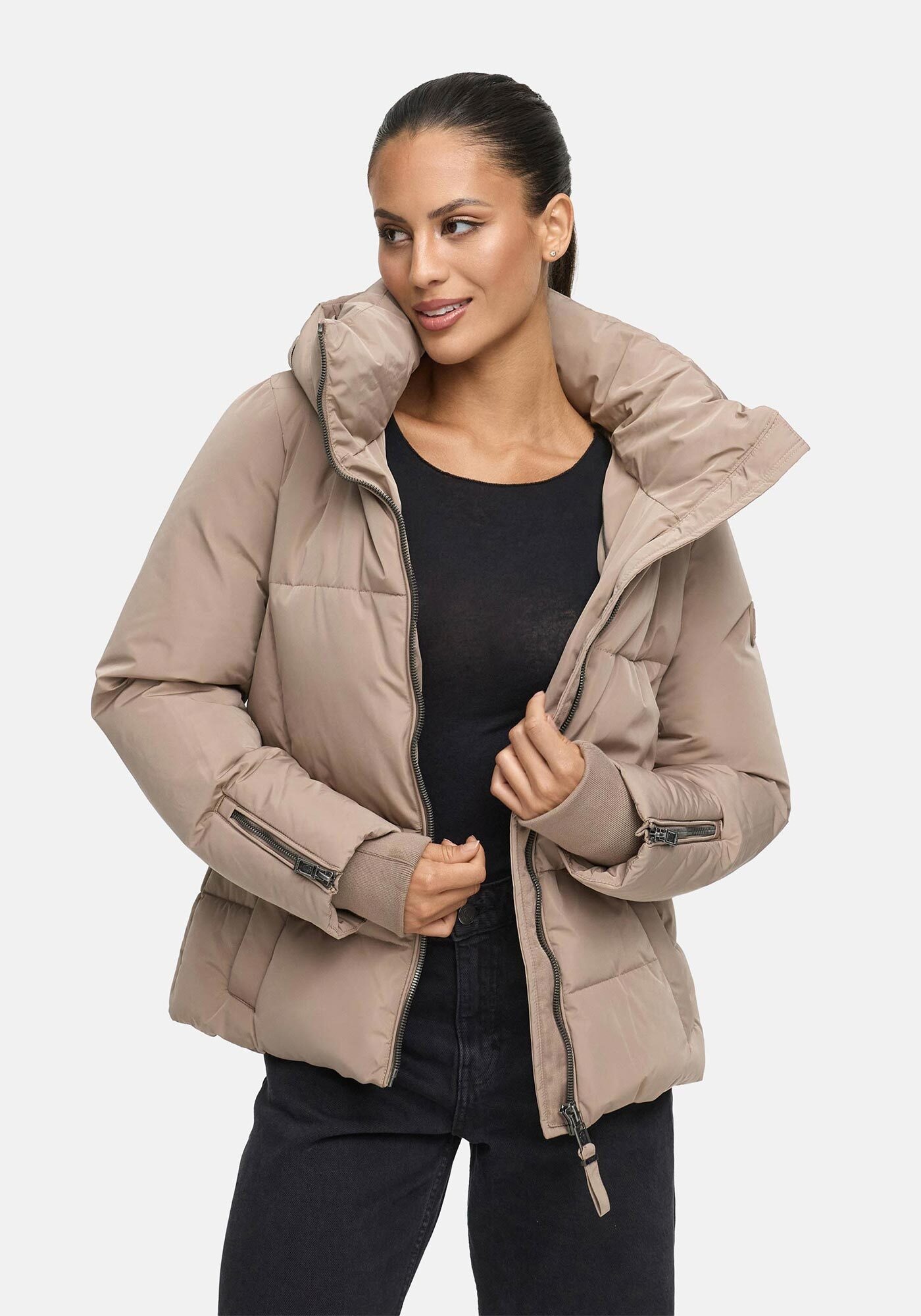 Thumbnail - Marikoo Winterjacke "Aleynaa" mit extra hohem Kragen und elastischem Taillengürtel