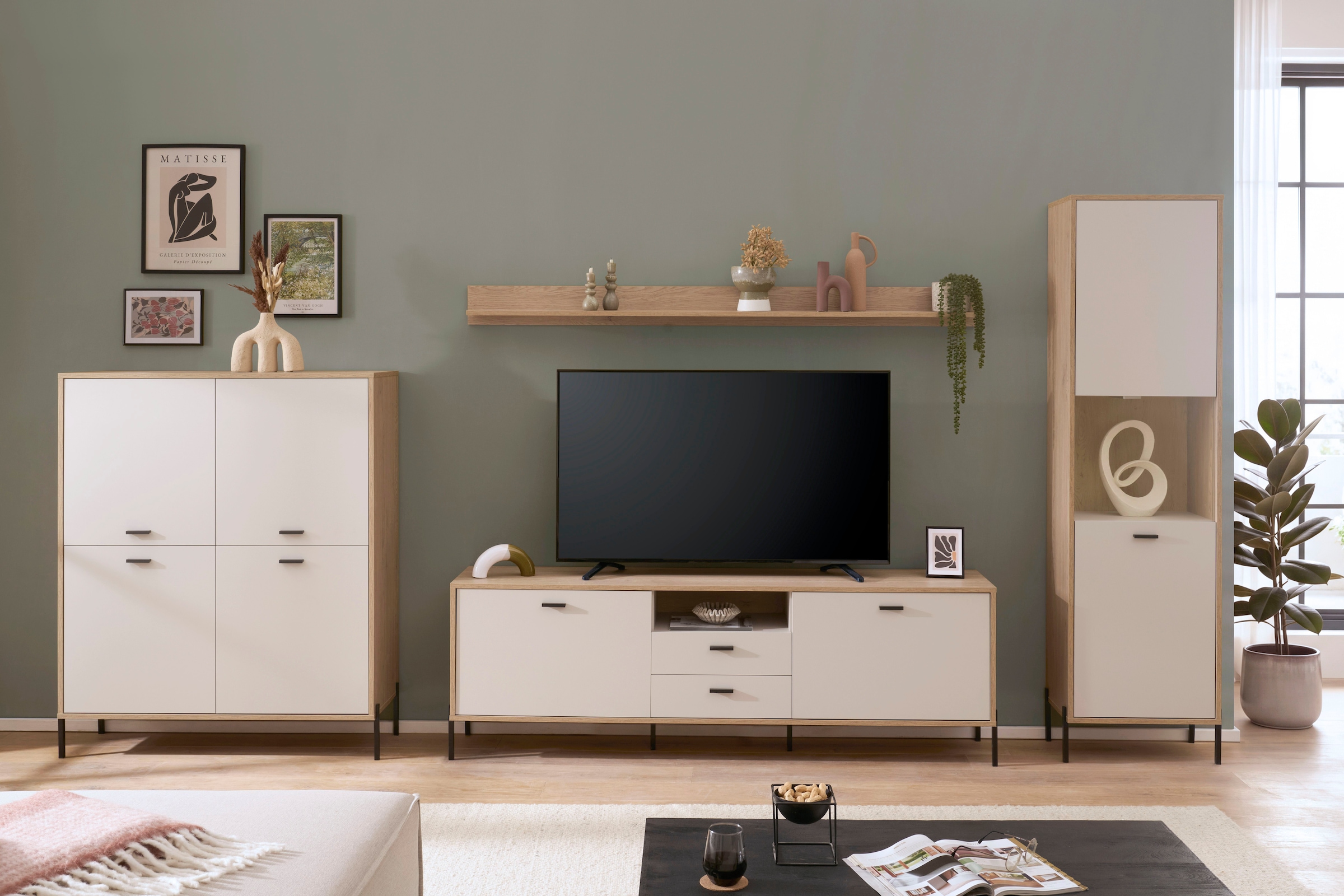 Home affaire Wohnwand »Fredericia, moderne Anbauwand, Komplettset in Kaschmir« Set, 4 Stk. tlg.