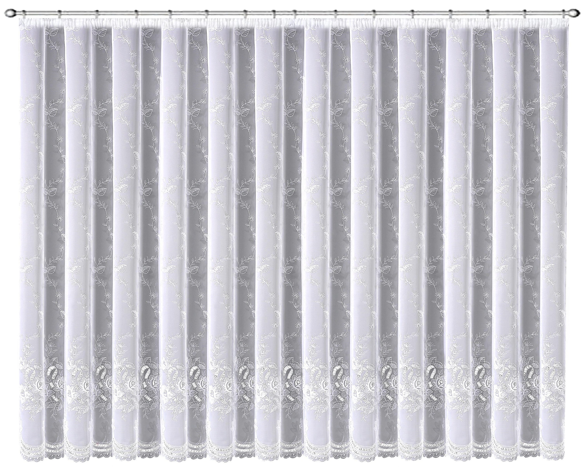 Stickereien Plauen Gardine "Luisa" Kräuselband 1 Stk. tlg. veredelt mit ech günstig online kaufen