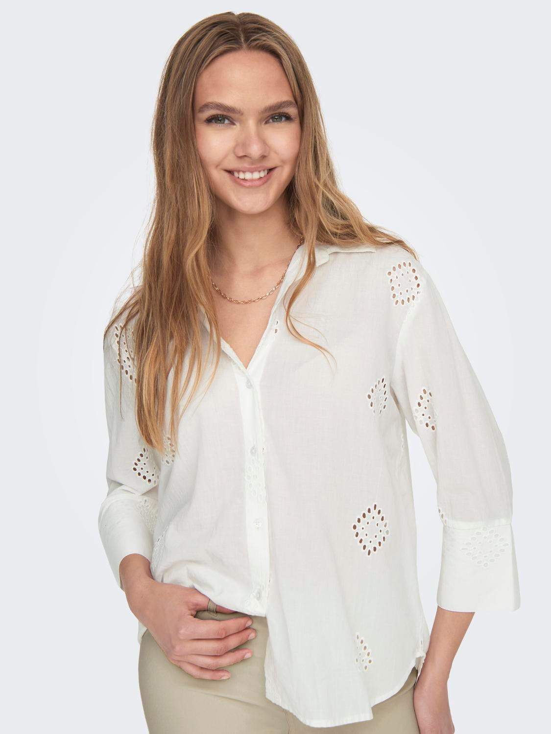 JDY Hemdbluse »JDYTALLIE 3/4 LONG SHIRT WVN NOOS«, mit Lochstickerei-Detail