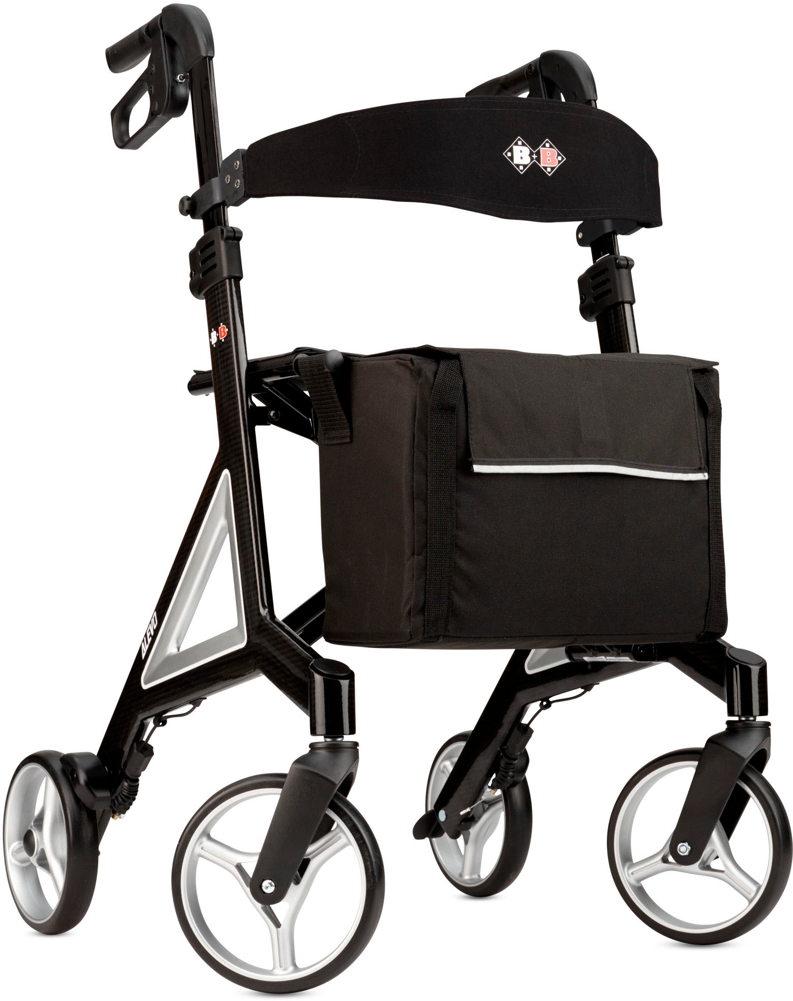 Bischoff & Bischoff Rollator »Alevo Carbon«, faltbar – Ultra leicht Rollator aus Carbon mit abnehmbarer Tasche