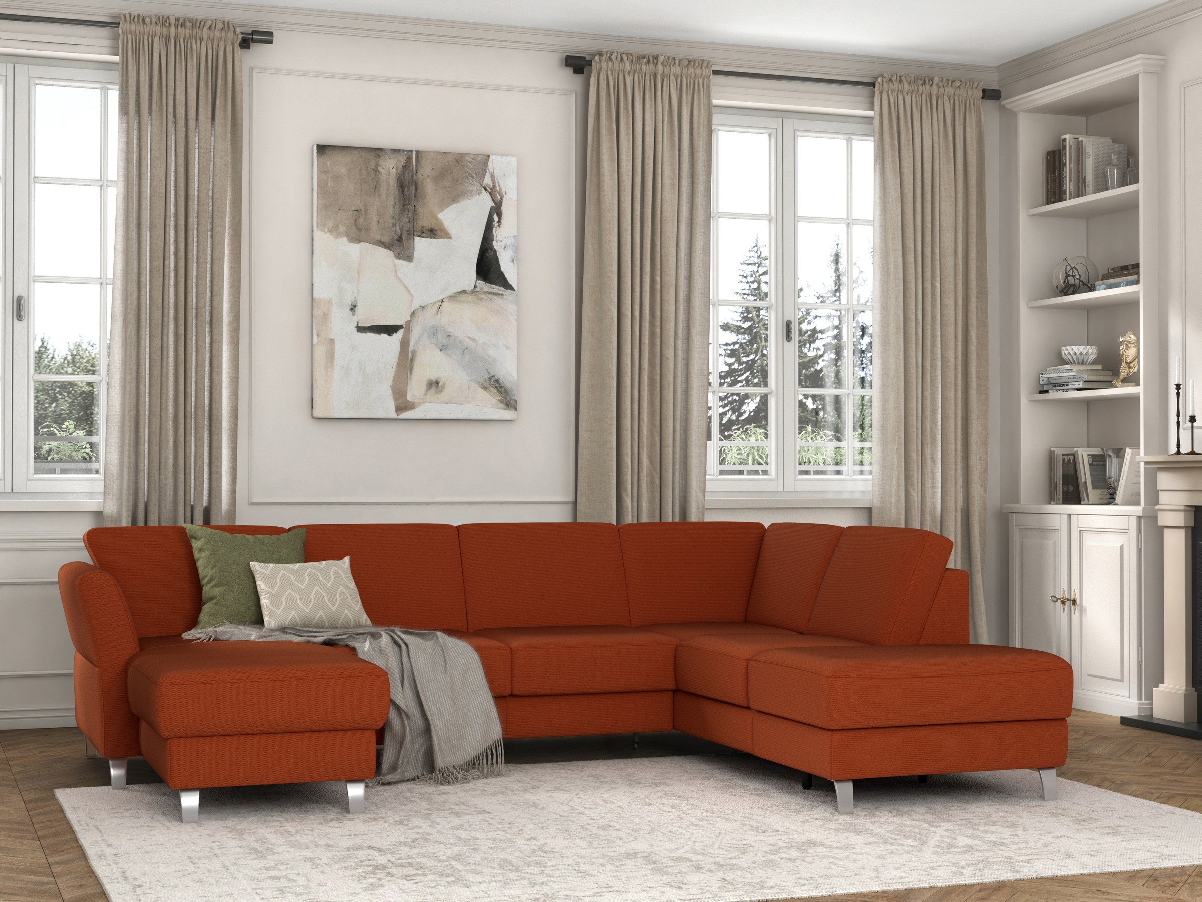 sit&more Wohnlandschaft »Visby U-Form«, Wahlweise mit Bettfunktion und Stauraum, frei im Raum stellbar