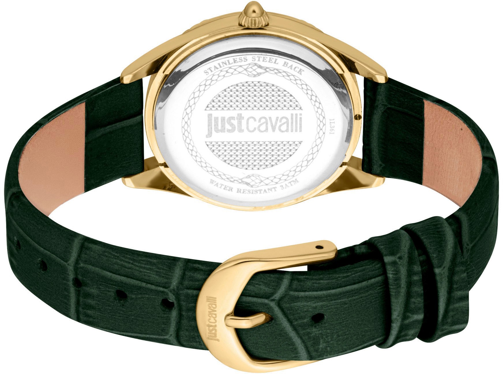 Just Cavalli Time Quarzuhr »Glam«, (Set, 2 tlg., mit Schmuckarmband), Armbanduhr, Damenuhr, Lederarmband, Ideal auch als Geschenk, analog
