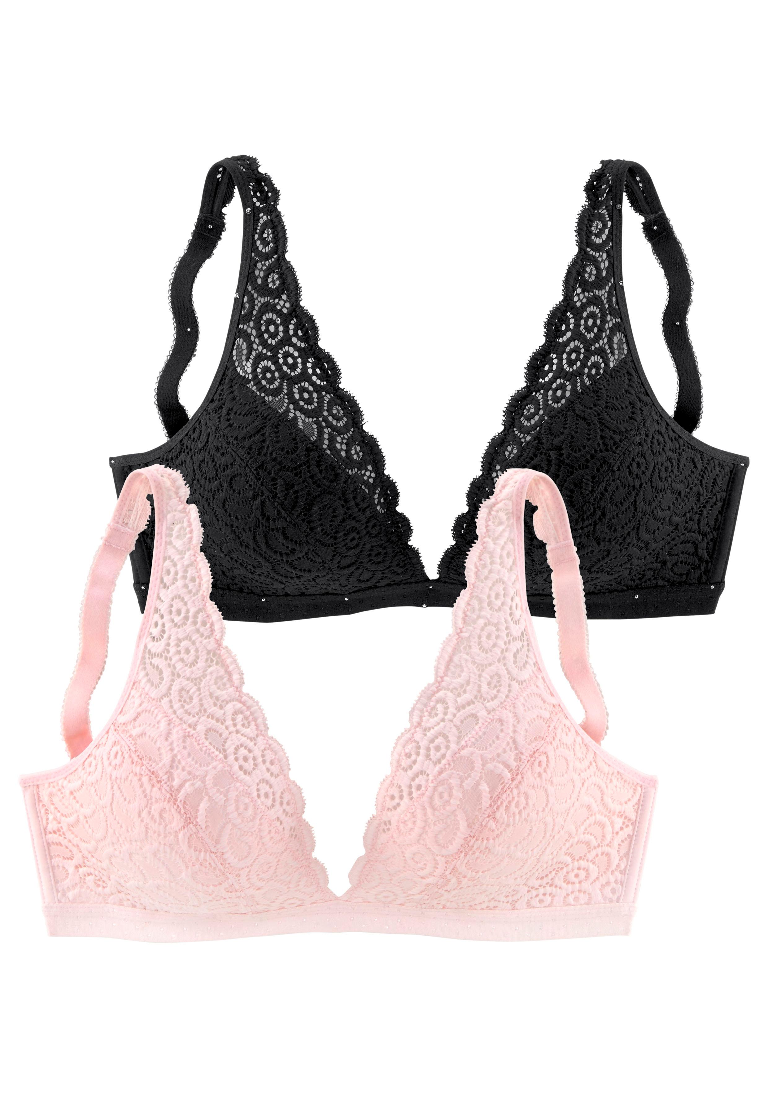 petite fleur by Lascana Bralette-BH ", BH ohne Bügel, Spitzen-BH, Bralette" Packung, im High-Apex-Design, große Größen, bequemer BH, Dessous