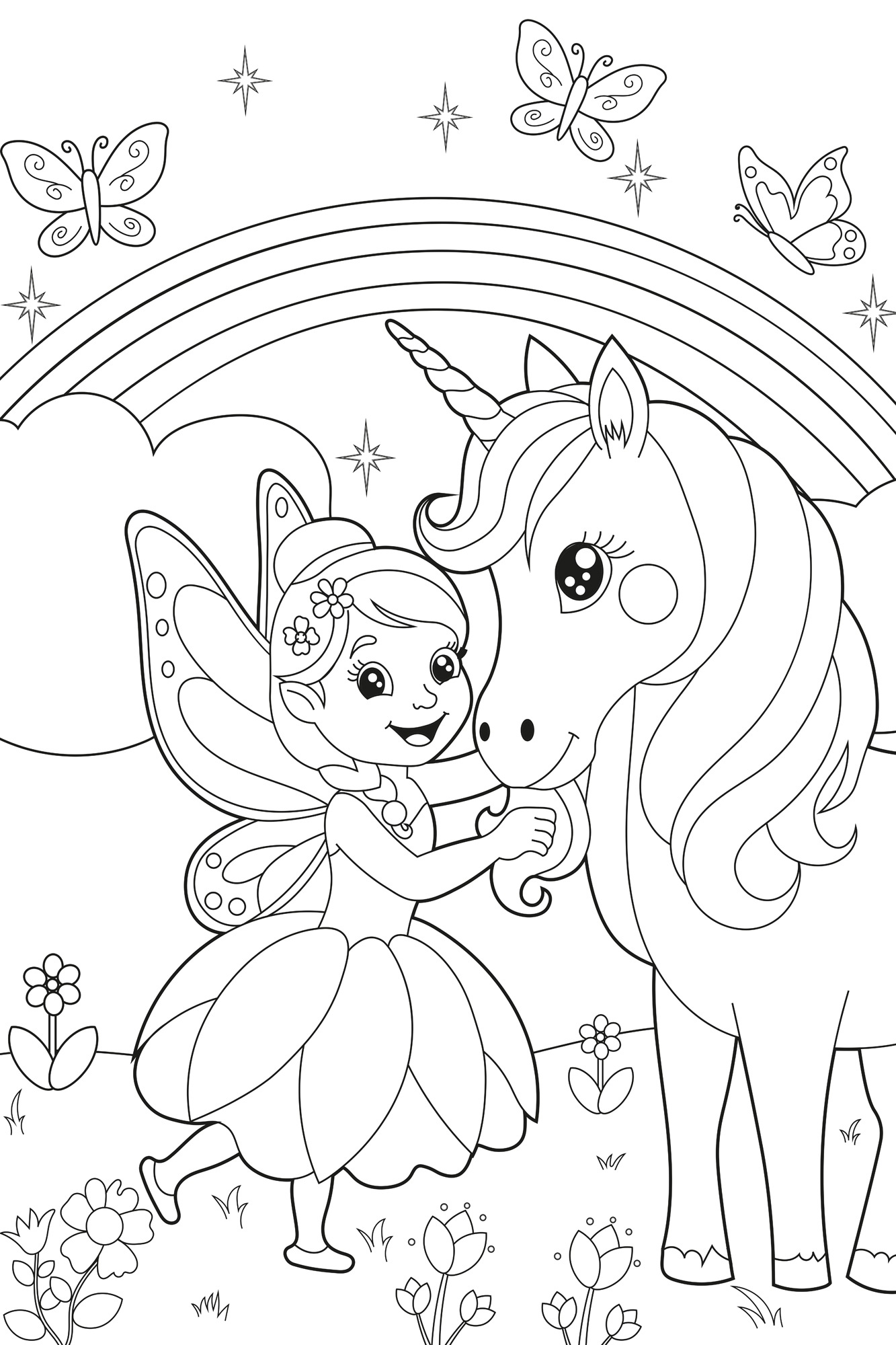 queence Bild "Fee und Einhorn" Blumen  Blumenbilder  Blätter  Blätterbilder günstig online kaufen