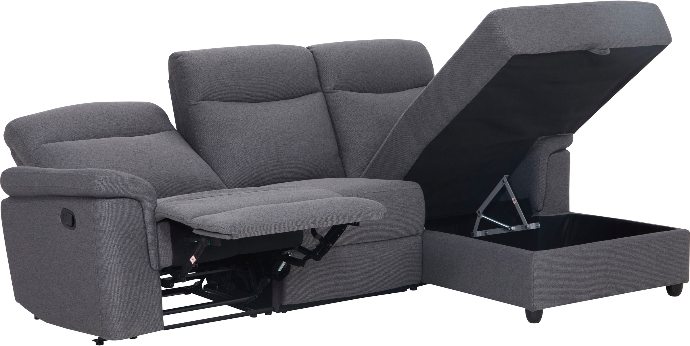 Home affaire Ecksofa »BRIONNE, L-Form, 255cm, manuelle u. elektrische Funktion (USB A/C),«, Liegefunktion, Stauraum, Federkernpolsterung, Webstoff