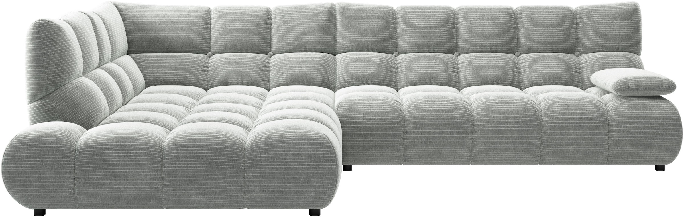 Home affaire Ecksofa "Cozy Bubble, mit klappbarer Armlehne, Breite 324 cm" mit eleganter Steppung, Rundumbezug & weicher Polsterung