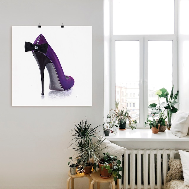 Black Friday Artland Wandbild »Damenschuh - Violettes Modell«, Modebilder, (1  St.), als Alubild, Leinwandbild, Wandaufkleber oder Poster in versch. Größen  | BAUR