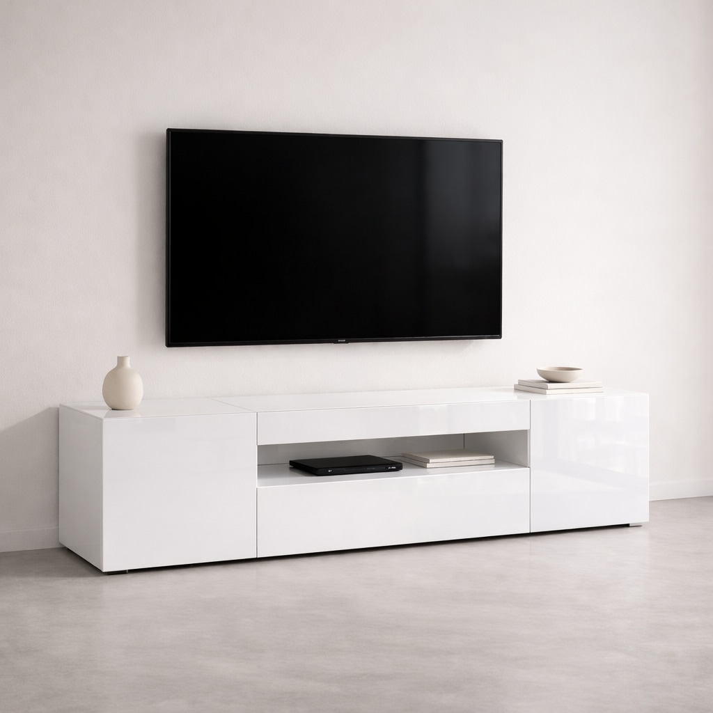 OTTO home Lowboard "LORENZO 2, TV-Board, TV-Kommode, TV-Schrank, TV-Unterschrank, TV-Möbel" Modernes lackiertes Hochglanz TV-Board, grifflos, Breite 200 cm