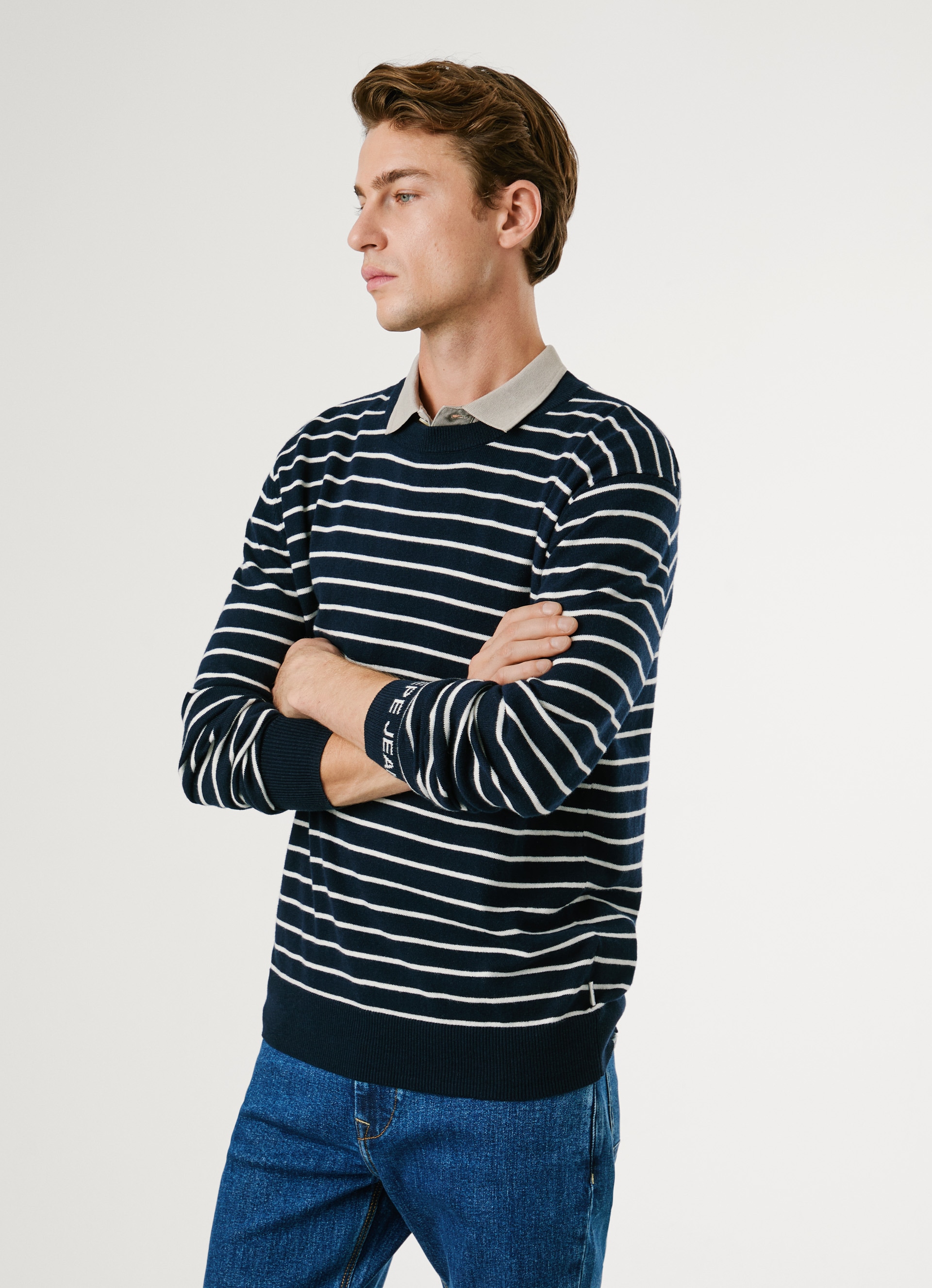 Pepe Jeans Rundhalspullover "ANDRE STRIPES", mit Kaschmir-Anteil, gestreift günstig online kaufen
