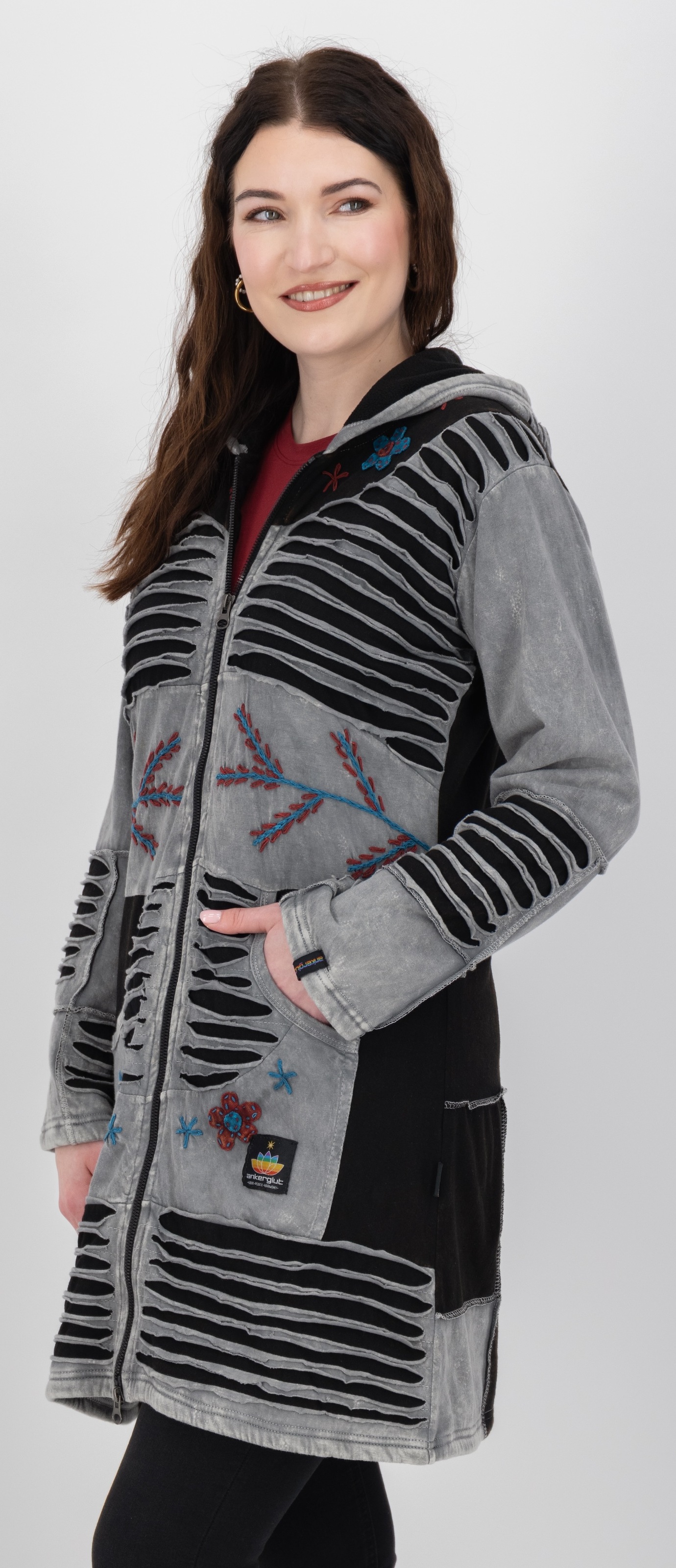 DEPROC Active Fleecejacke »Patchwork NUNAVUT LONG WMN«, auch in Großen Größen erhältlich