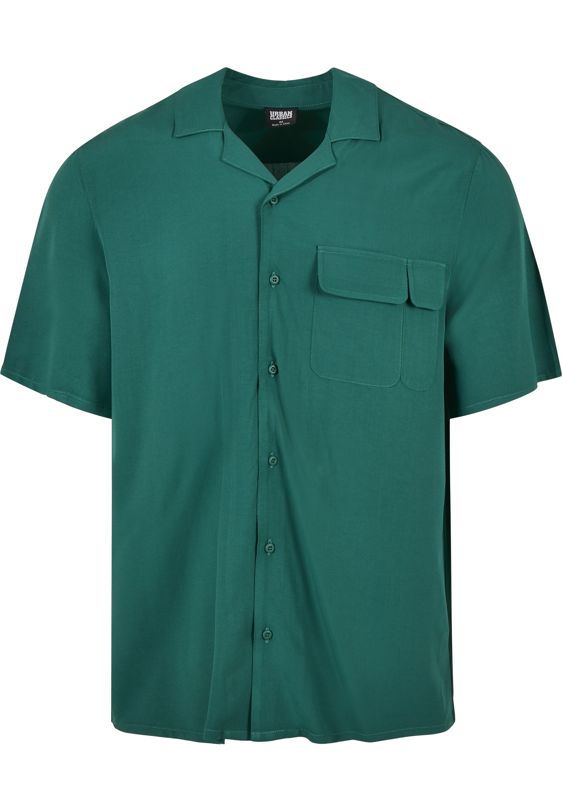 URBAN CLASSICS Kurzarmhemd "Urban Classics Herren Viscose Camp Shirt" 1 Stk.