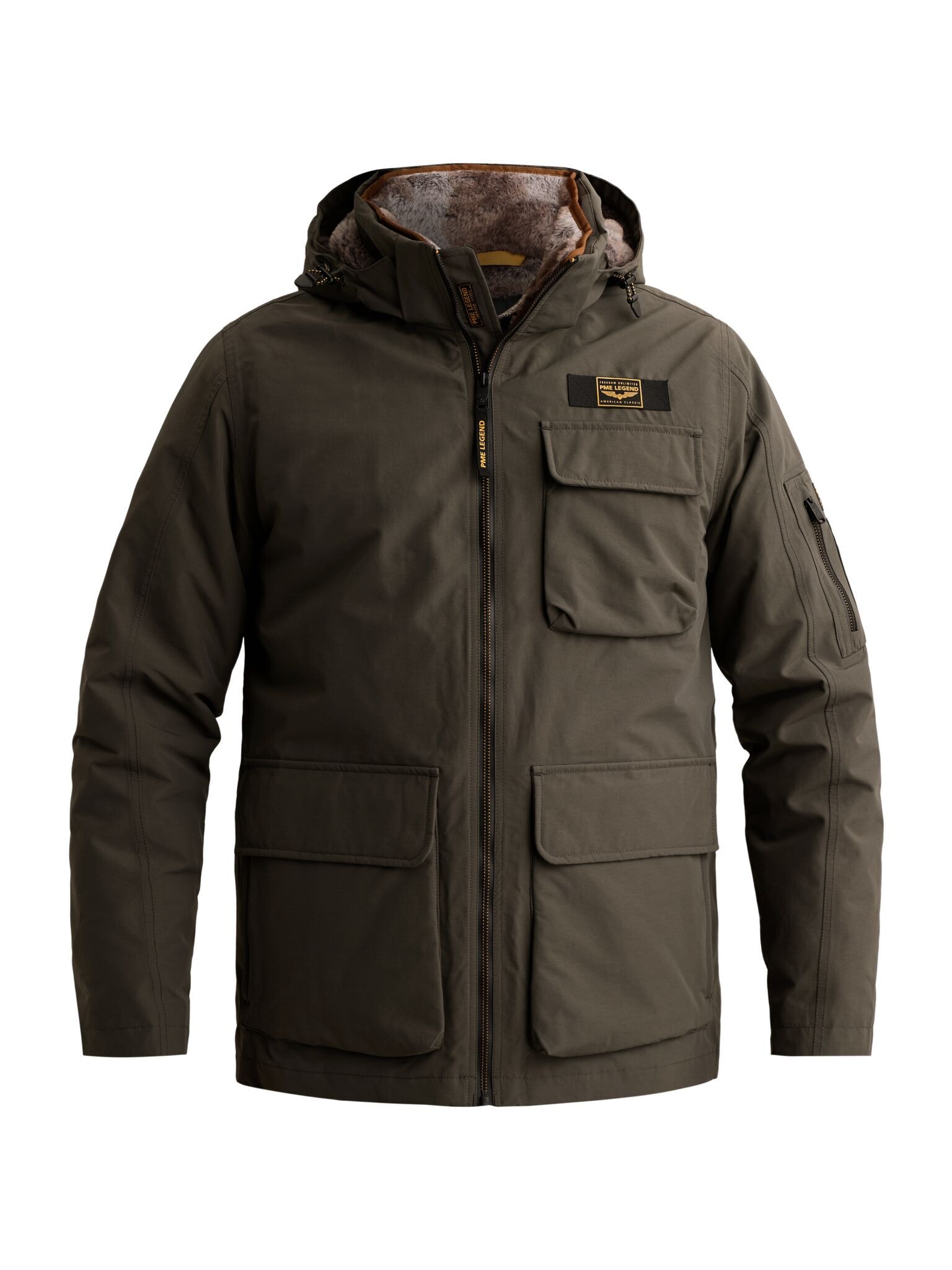 PME LEGEND Langjacke mit Kapuze Mit herausnehmbarem Fellimitat