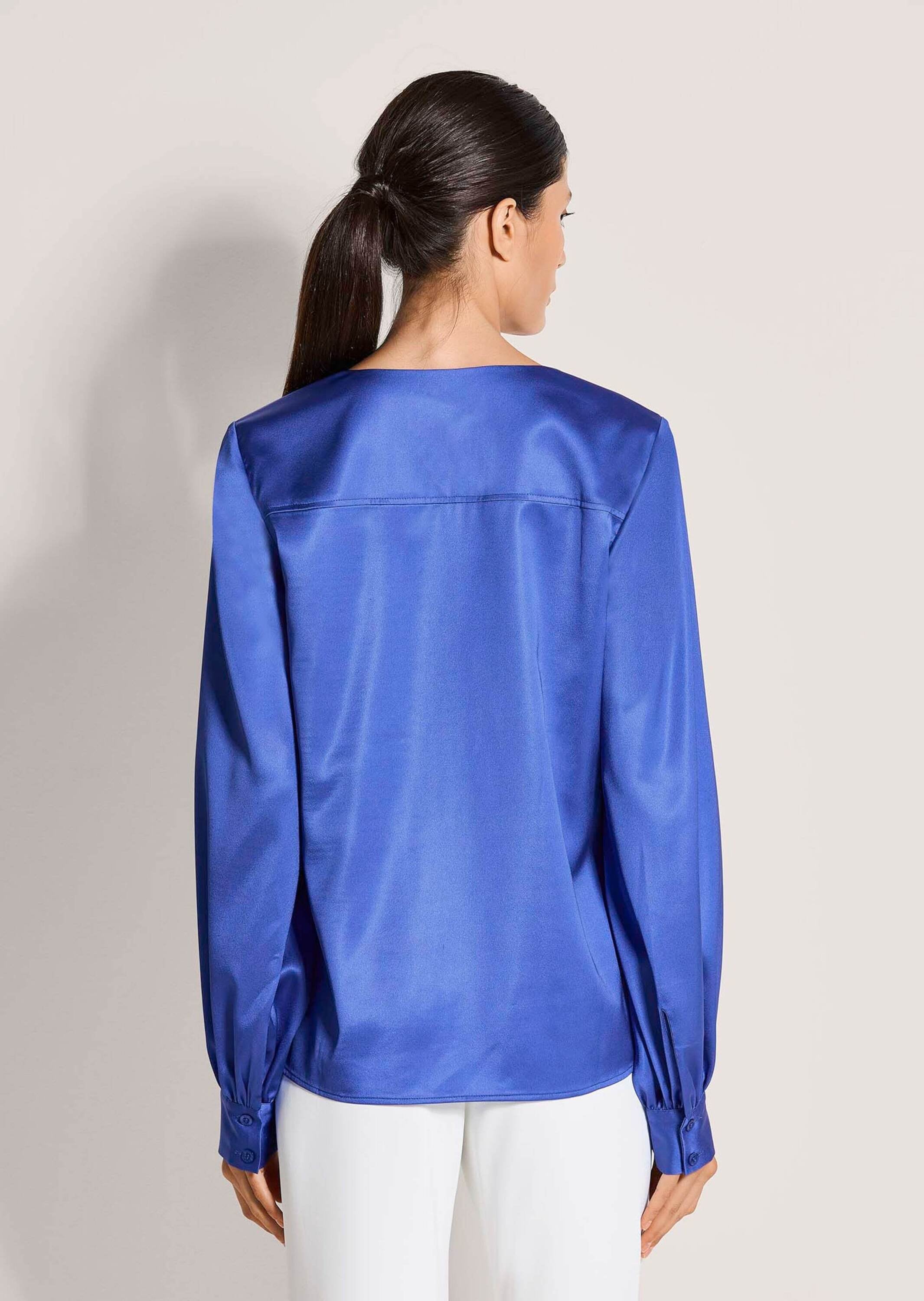 MADELEINE Langarmbluse »Satinbluse Blusenshirt mit schimmerndem Glanz« Markante Mittelnaht