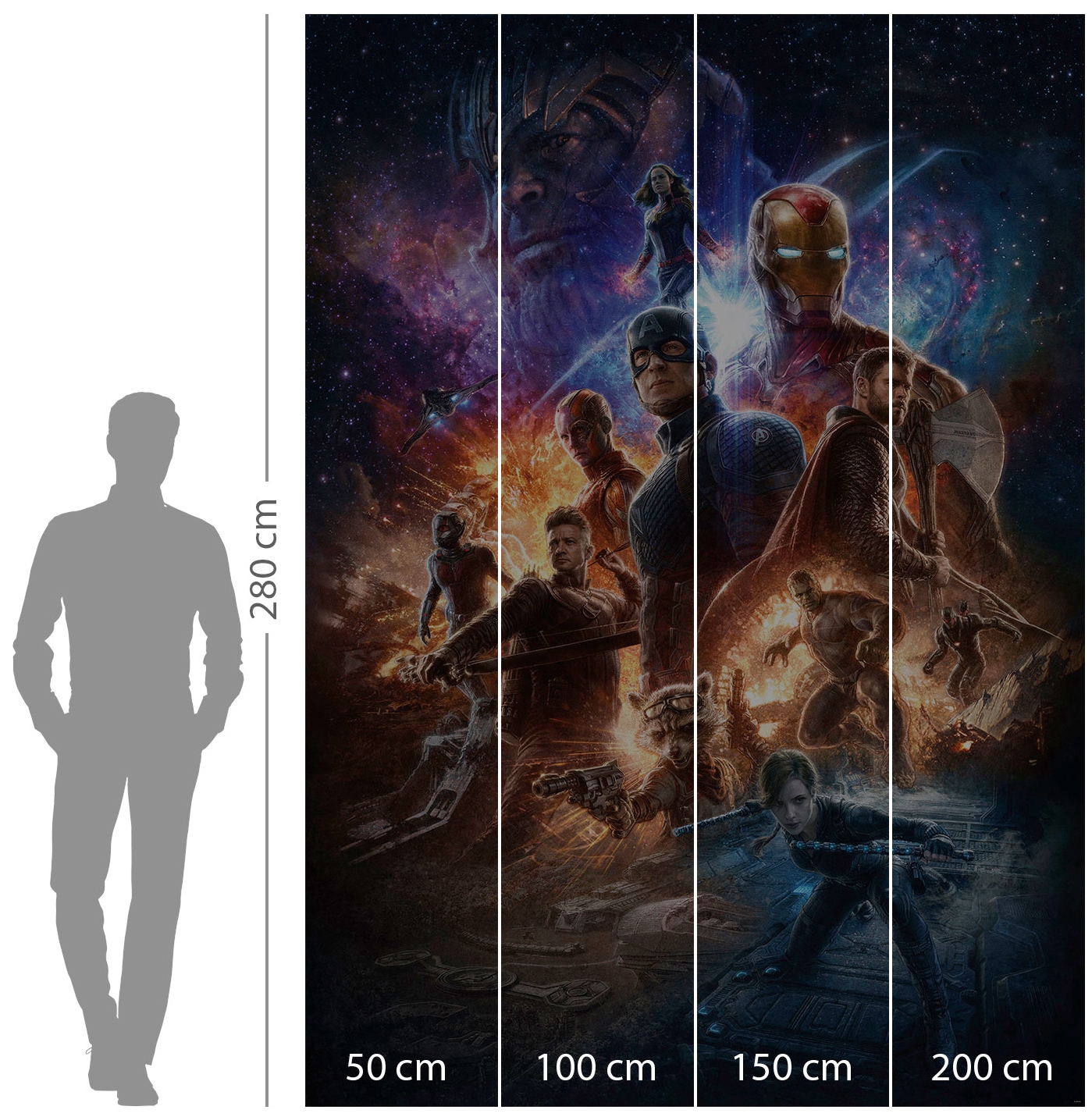 Komar Vliestapete »Digitaldruck Vlies -  Avengers Battle of Worlds - Größe 200 x 280 cm« bedruckt glatt Kinderzimmer