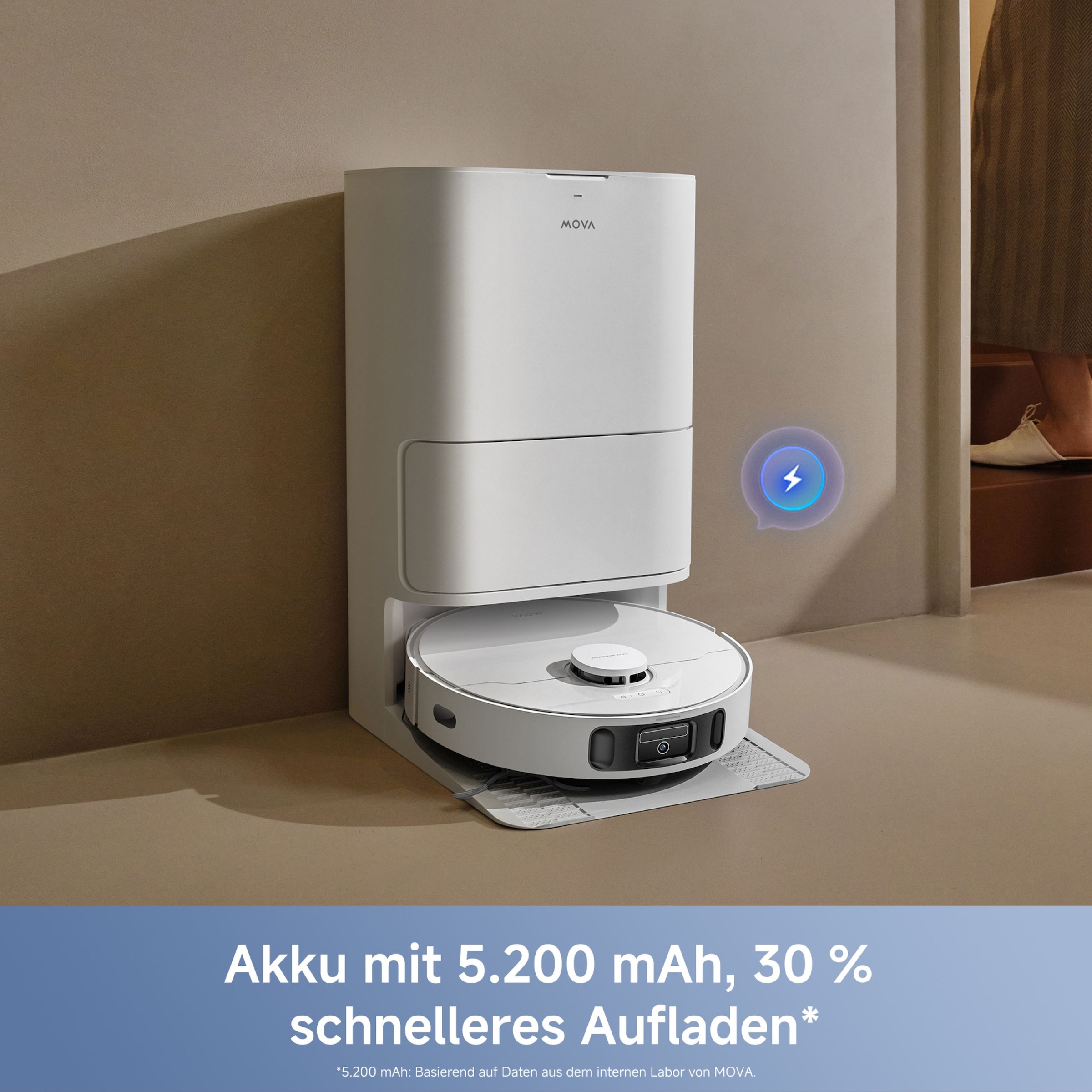 Mova Nass-Trocken-Saugroboter »E40 Ultra«, 75 Tage saugen ohne Aufwand, Teppicherkennung, 19.000Pa Saugkraft