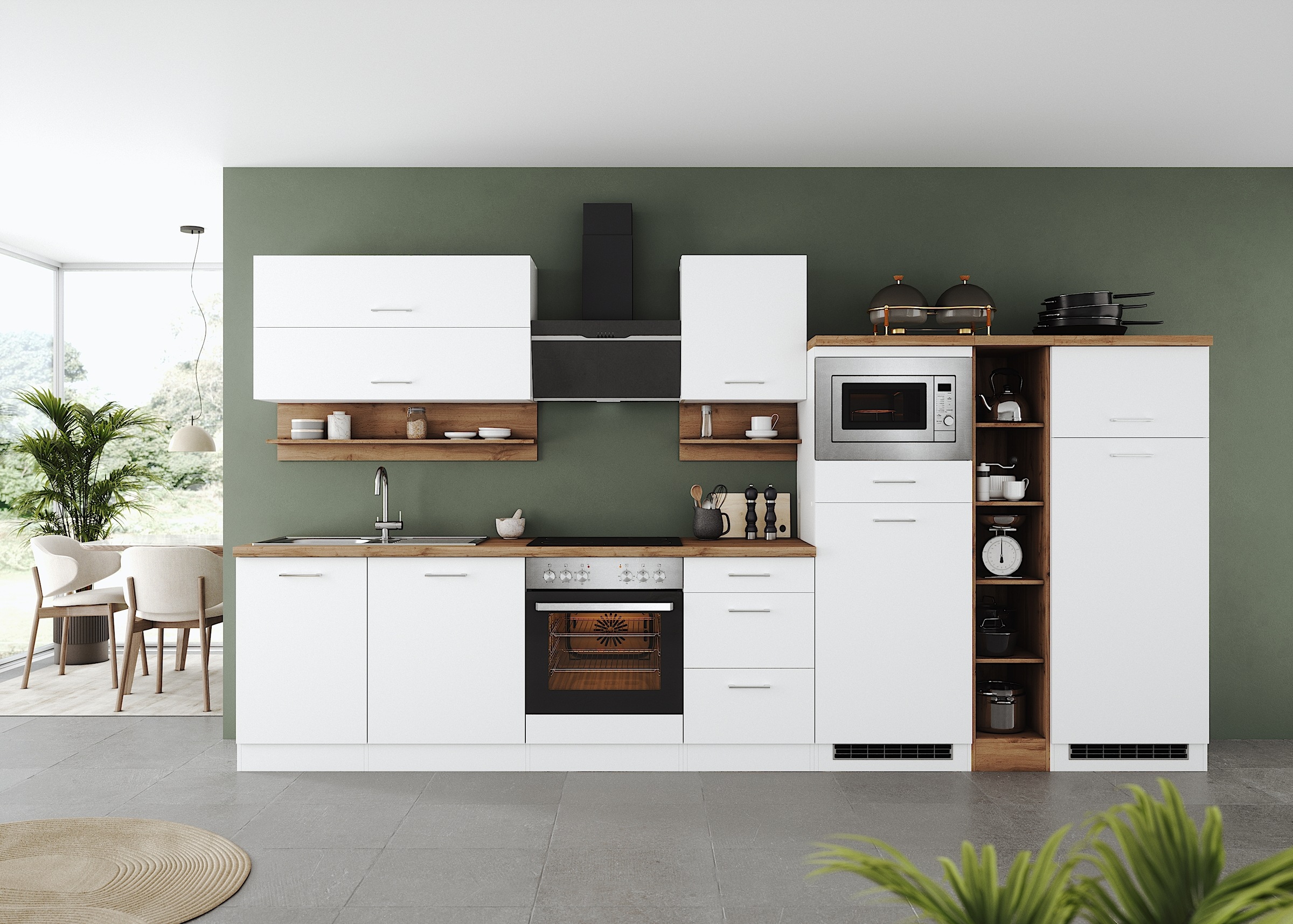 KOCHSTATION Küchenzeile "KS-Milan", 370 cm breit, robuste Metallauszüge, vi günstig online kaufen