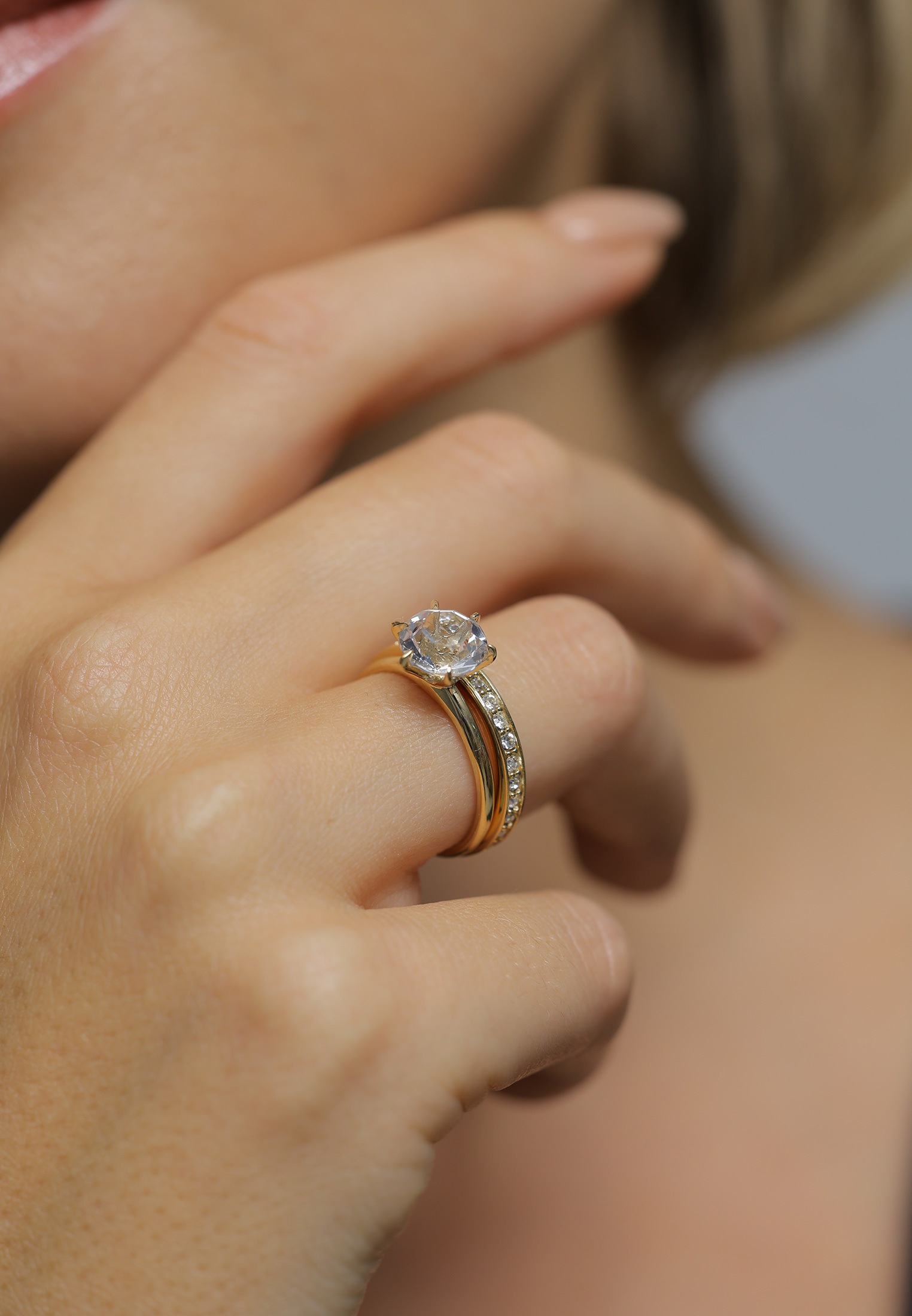 Elli Solitärring »Kristalle Eternity (2 tlg) 925 Silber«