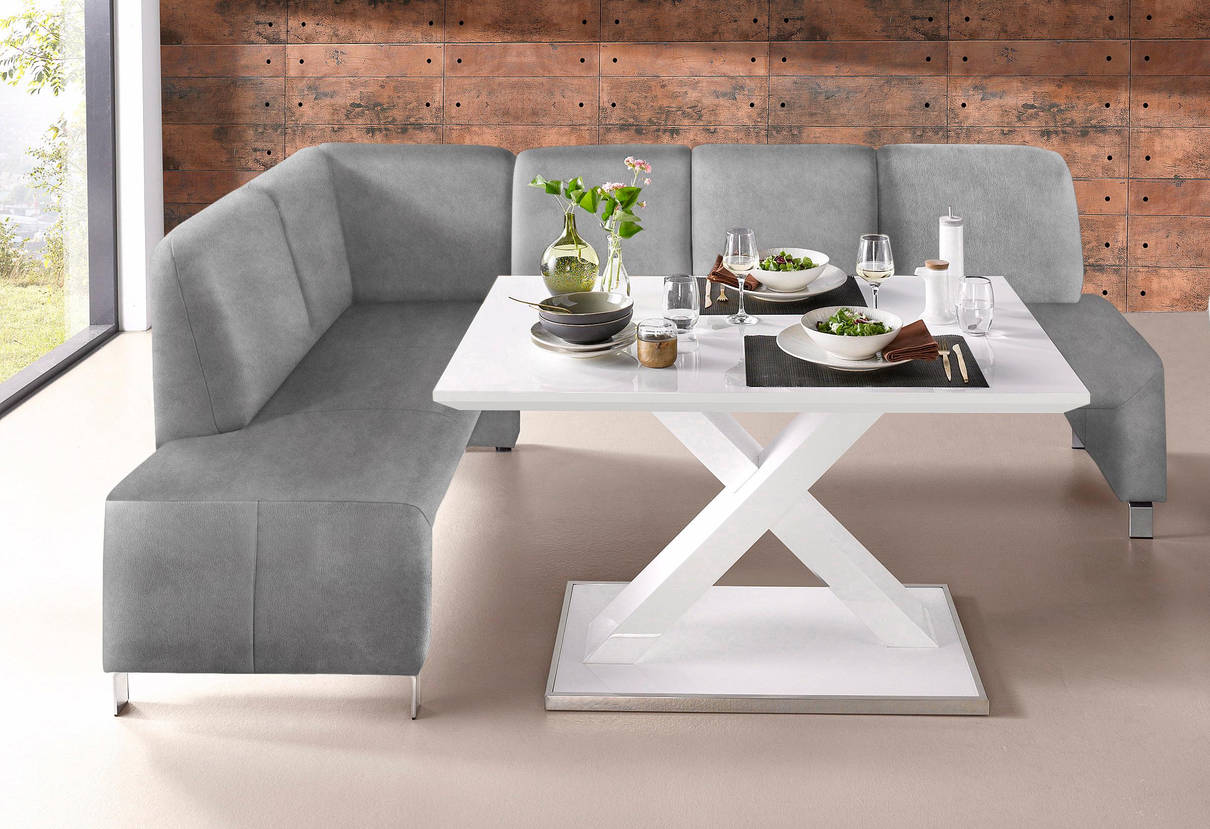 exxpo - sofa fashion Eckbank "Intenso, viele Bezugsstoffe Cord, Struktur 243/158 cm (B/T)" hohe Bodenfreiheit, frei im Raum stellbar, hoher Sitzkomfort