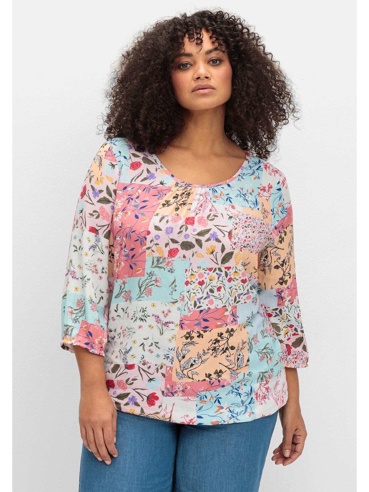 Sheego Tunika "Große Größen", mit Patchwork-Print und Stretchsaum günstig online kaufen