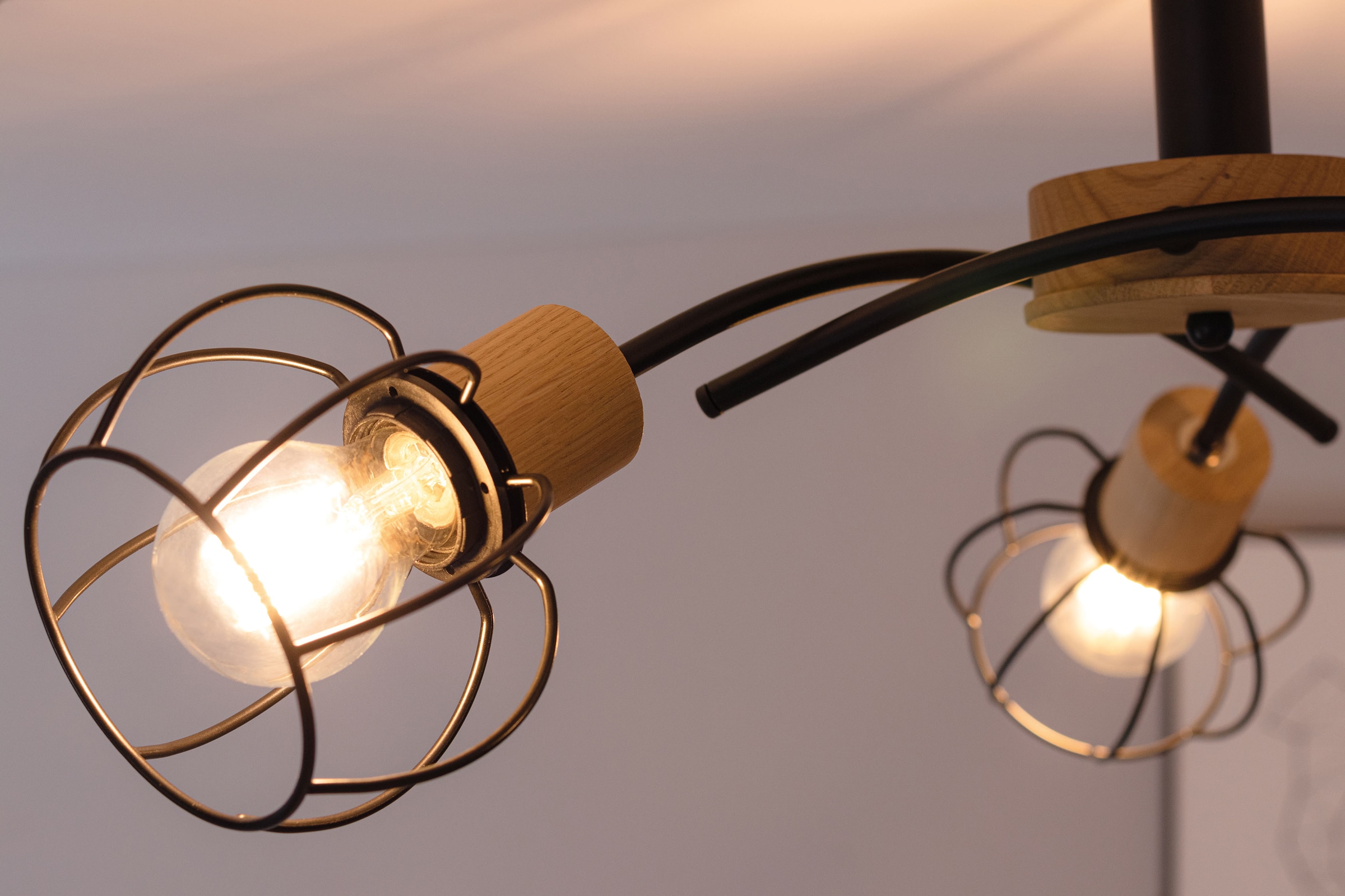BRITOP LIGHTING 3 BAUR Leuchte mit flammig-flammig, Dekorative Deckenleuchte Eichenholz, »Viviane«, | Drahtschirm Zertifiziert, aus FSC®