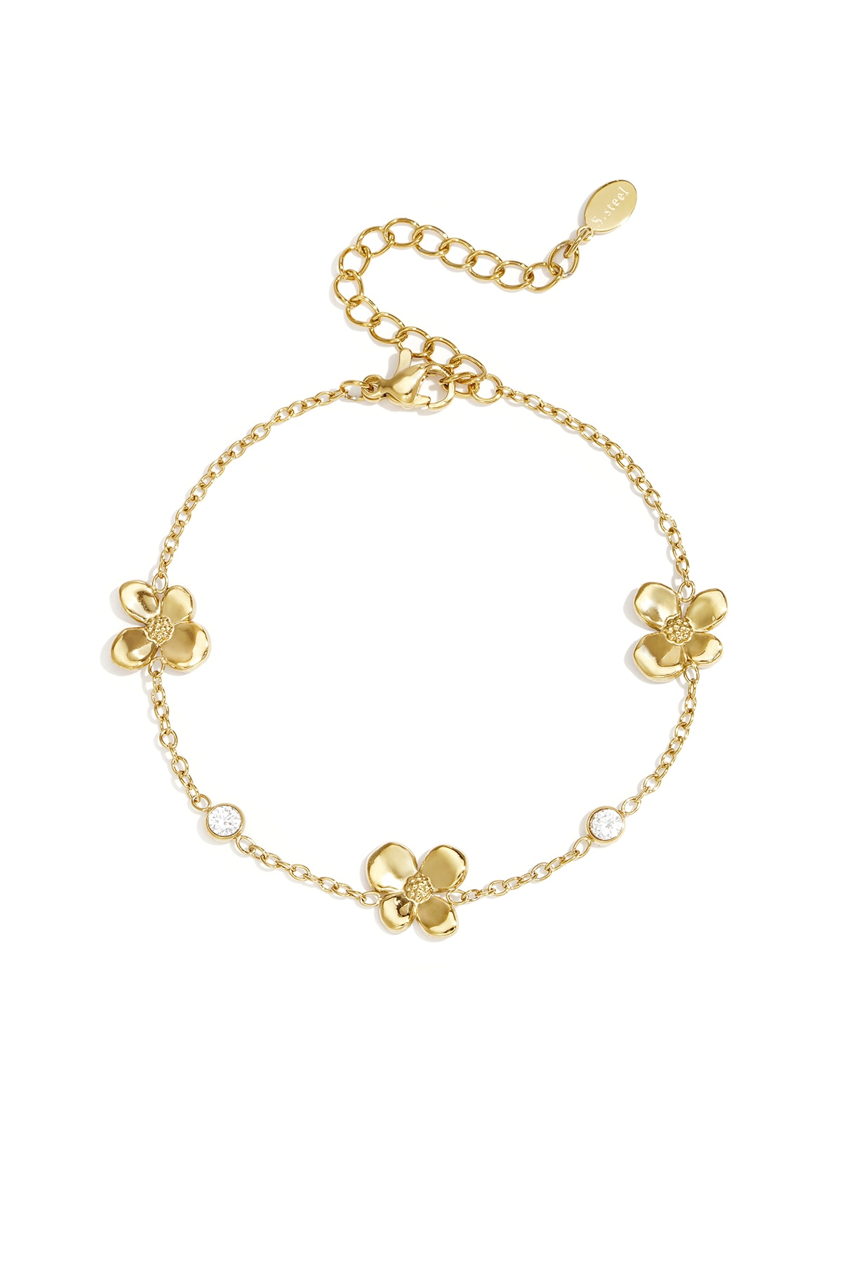 Adelia´s Charm-Armband »LIVAYA« Modisch mit drei glänzenden Blütenanhängern