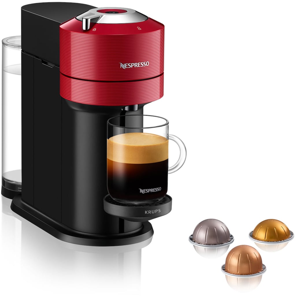 Nespresso Kapselmaschine »XN9105 Vertuo Next von Krups«, aus 54% recyceltem Kunststoff, inkl. Willkommenspaket mit 12 Kapseln