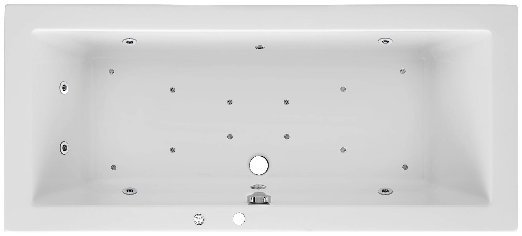 Whirlpool-Badewanne OTTOFOND, B:90cm H:62,5cm L:190cm T:90cm, weiß, Sanitäracryl, Badewannen, "Cubic", Typ Premium, chrom