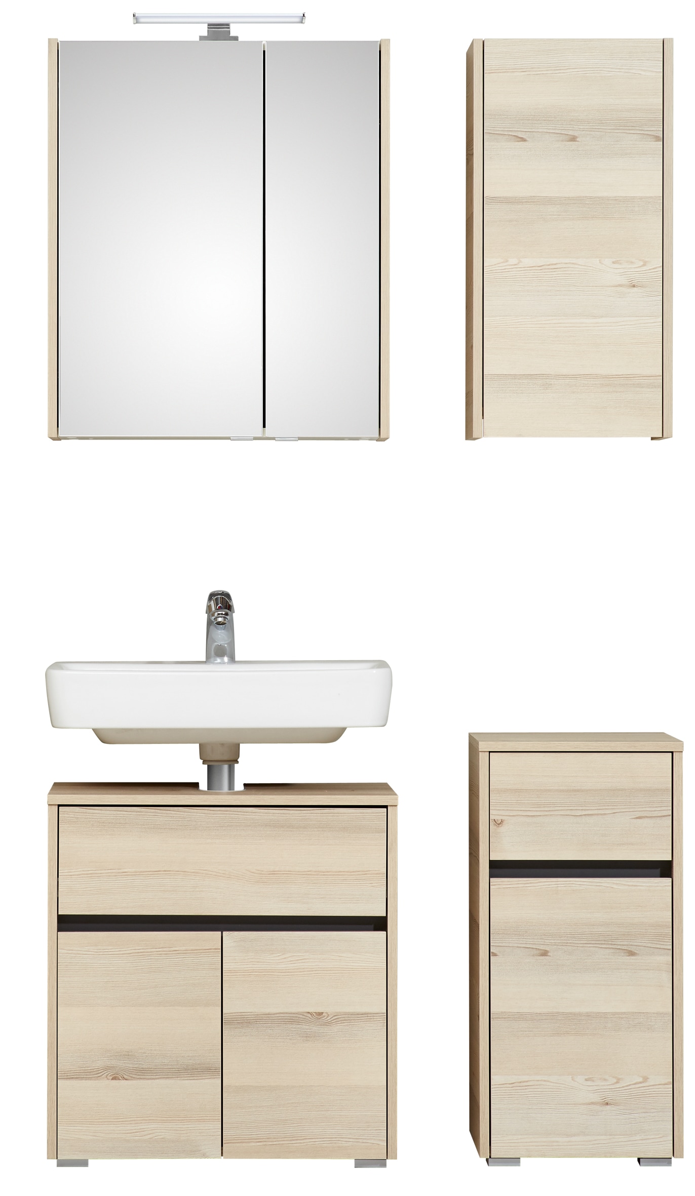 Saphir Badmöbel-Set "Keramikaufsatzbecken, Waschtischplatte und Waschtischunterschrank" Komplett-Set, 4 Stk. tlg.