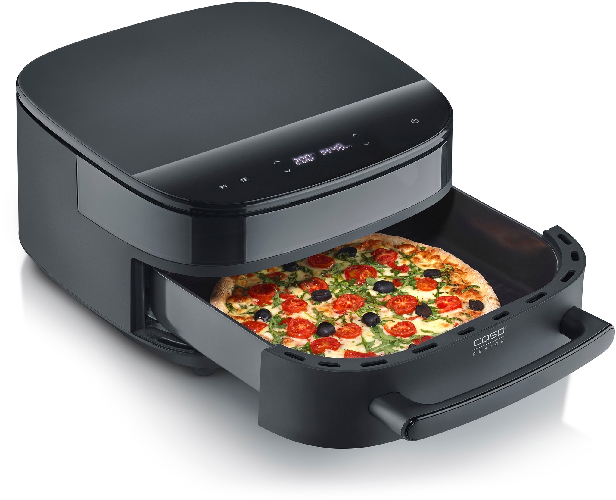 Caso Heißluftfritteuse »Design Heissluftfritteuse AirFry & PizzaChef« 2850 W Frittieren, Backen, Aufwärmen, Rösten oder Dörren.