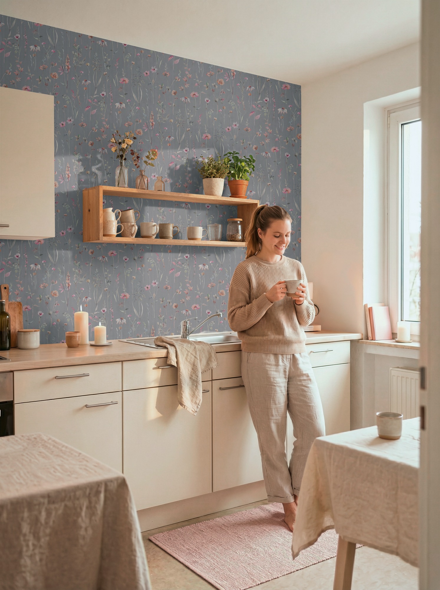 A.S. Création Vliestapete »Trend Spectrum Floral – Romantische Blütenranken Vliestapete« floral | geblümt | matt leicht strukturiert Romantische Blüten- und Blätterranken in harmonischer Farbwelt