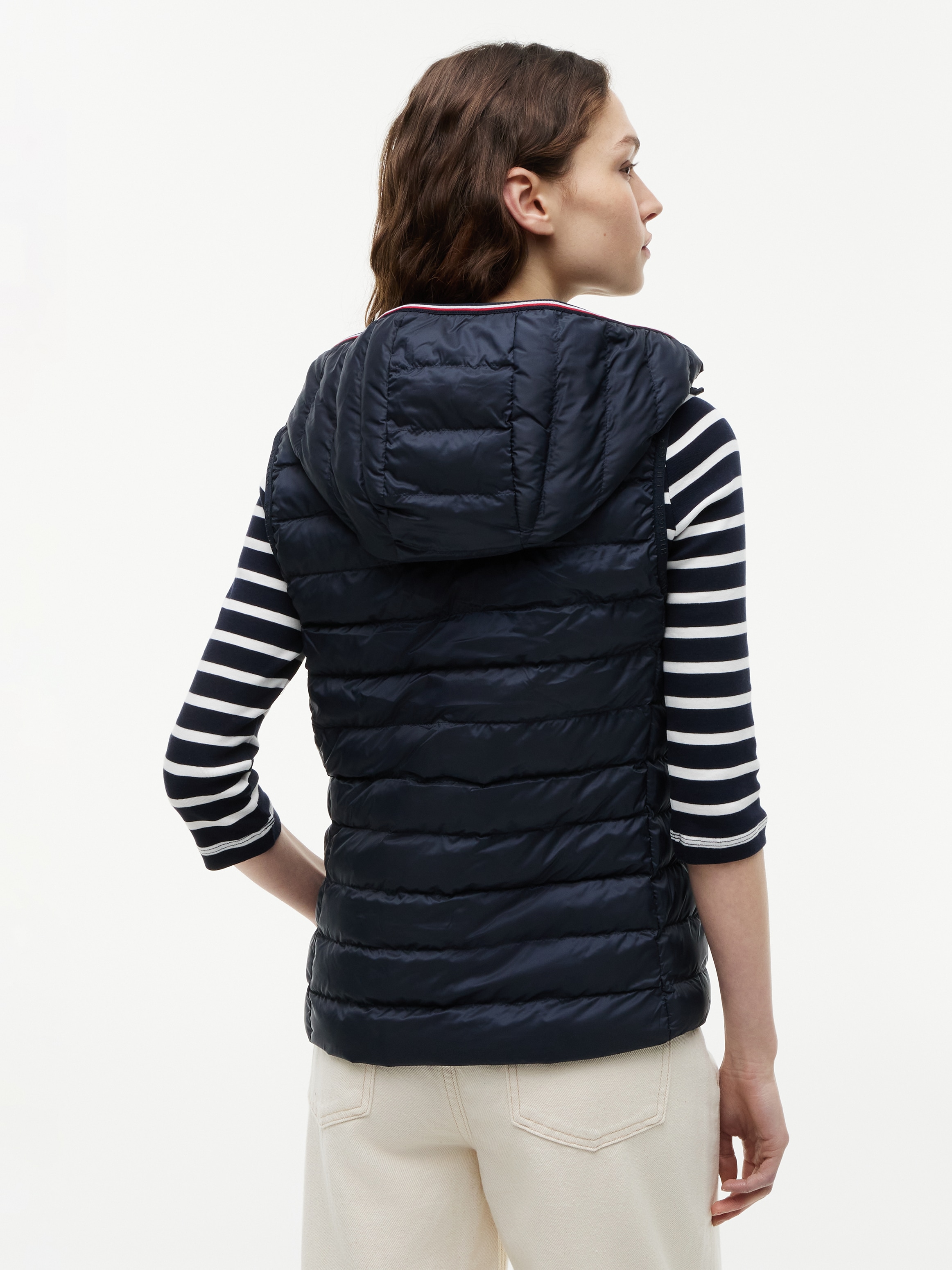 Tommy Hilfiger Steppweste »LW PADDED GLOBAL STRIPE VEST« Global Serie TH WOMEN,  abnehmbare Kapuze, Übergangsweste