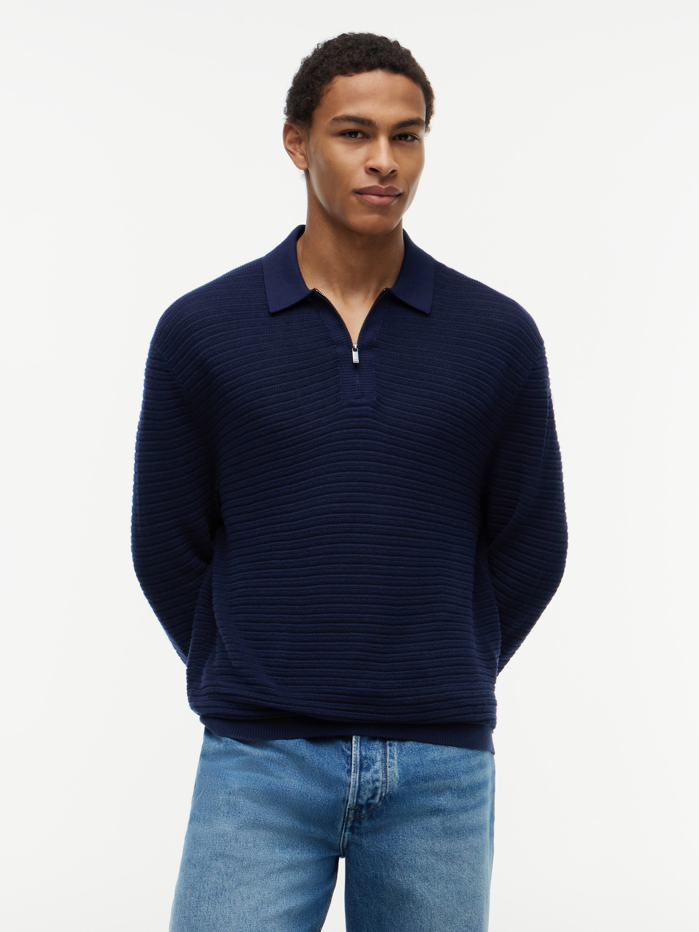 Tommy Hilfiger Polokragenpullover "Dress Casual Premium Line Zipper" Premium Qualität mit Seide und Kaschmir - soft, atmungsaktiv