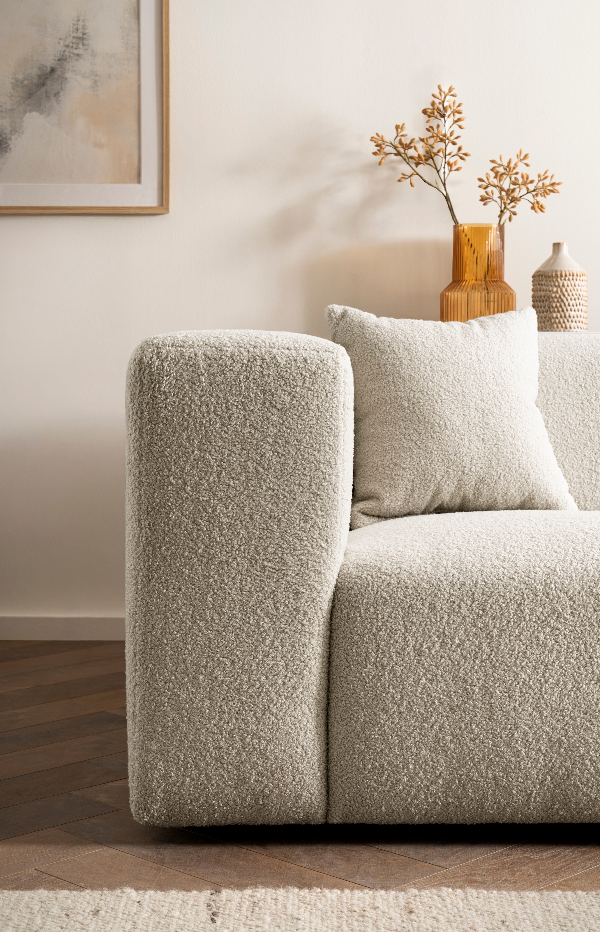 andas 3-Sitzer »BAKELS, Couch in Cord oder Boucle-Stoff, Sofa im modernen Design«, bequemer Sitzkomfort,in 2 Stoffen und 8 Farben lieferbar