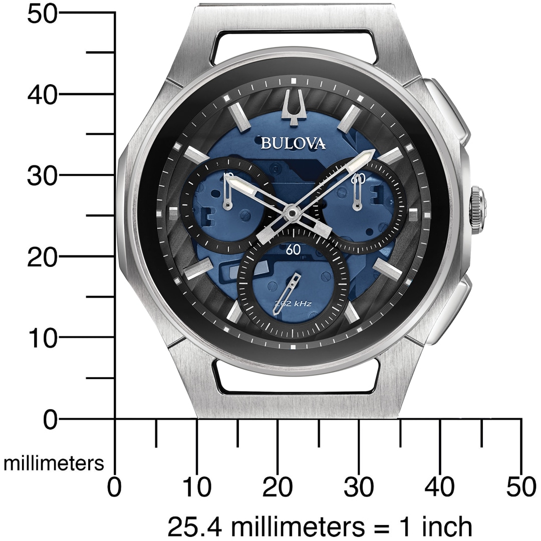 Bulova Chronograph »Curv, 96A205«, Armbanduhr, Quarzuhr, Herrenuhr, Edelstahlarmband, Saphirglas